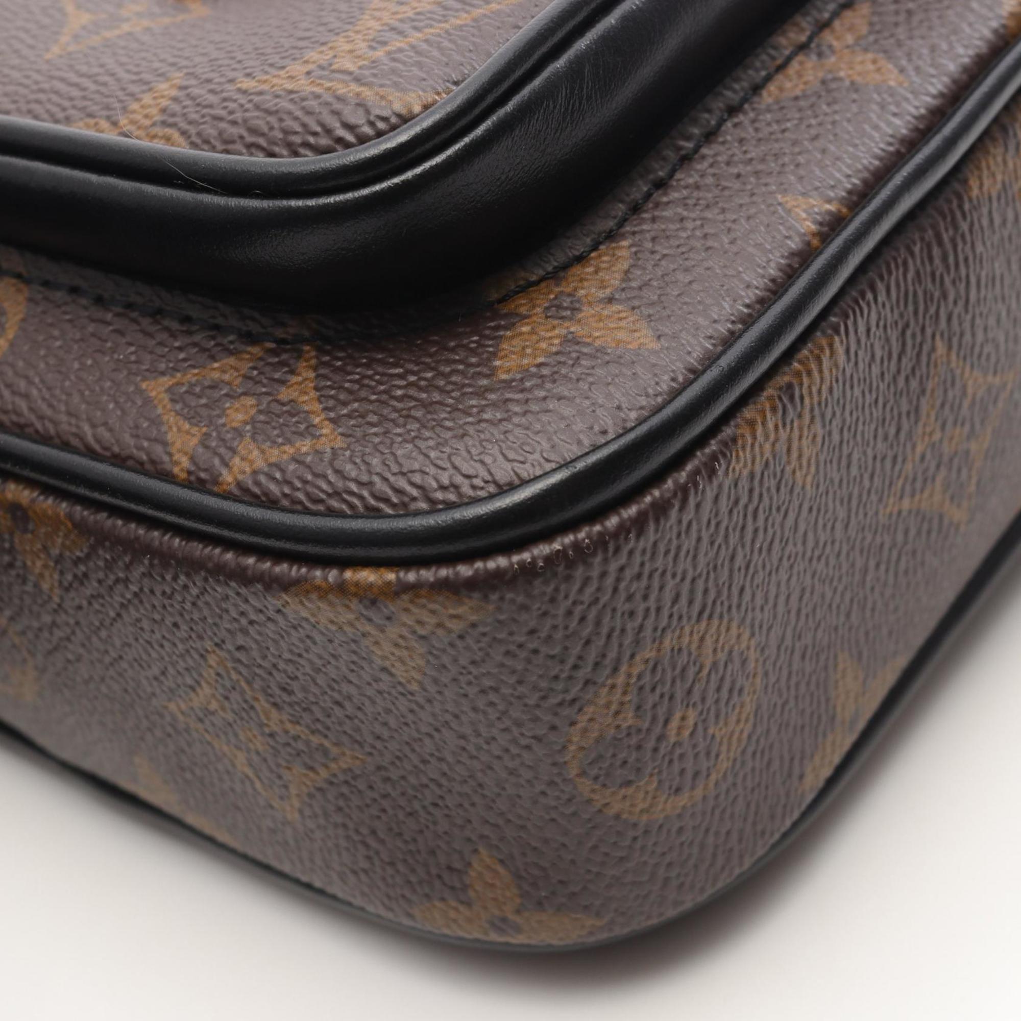 Louis Vuitton Black Brown Coated Canvas Leather Shoulder Bag (Pre-Owned)