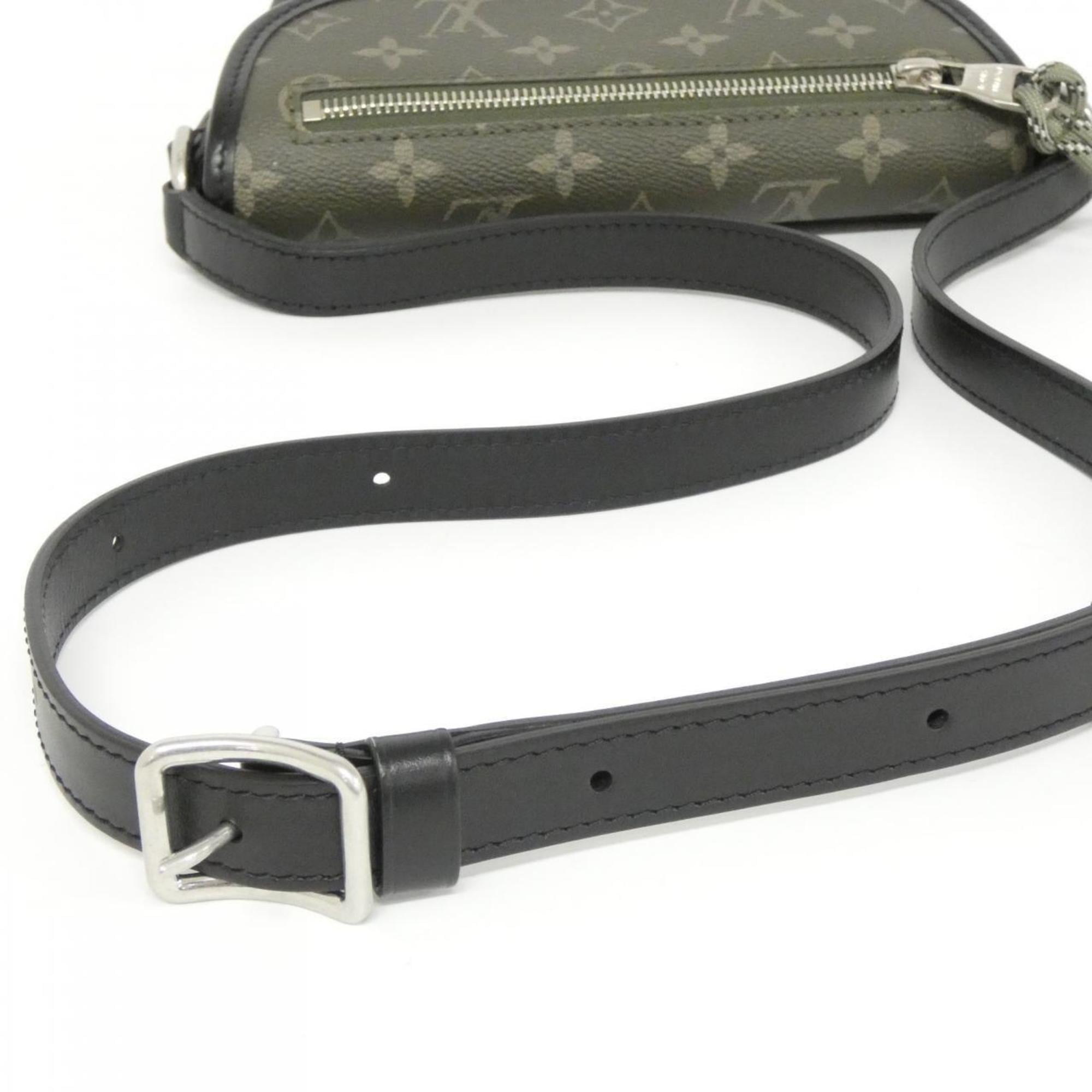 Louis Vuitton Black Khaki Coated Canvas Shoulder Bag (Pre-Owned)