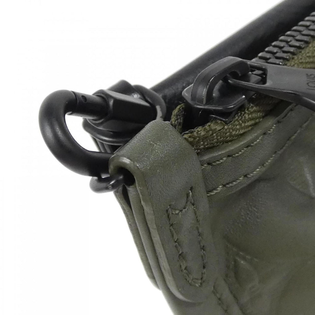 Louis Vuitton Black Khaki Leather Shoulder Bag (Pre-Owned)
