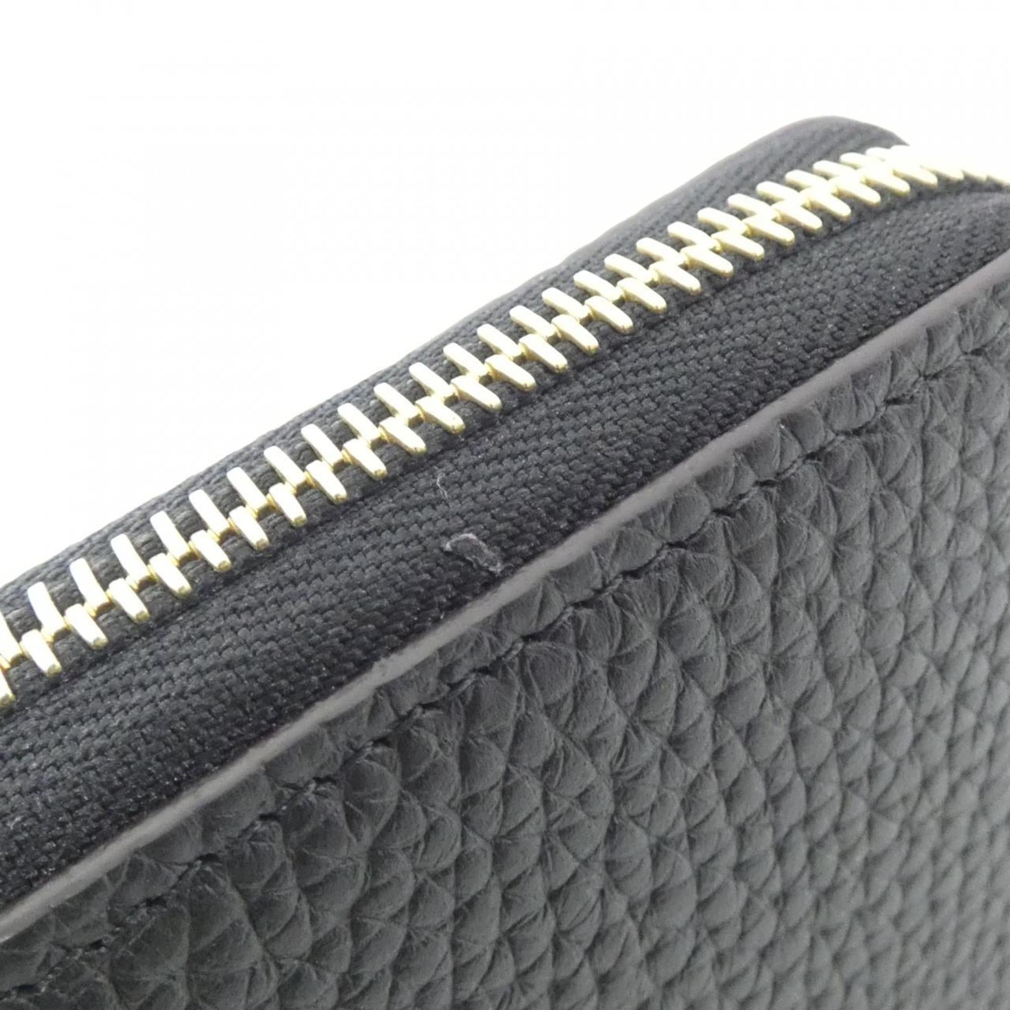 Louis Vuitton Black Leather Long Wallet (Bi-Fold) (Pre-Owned)