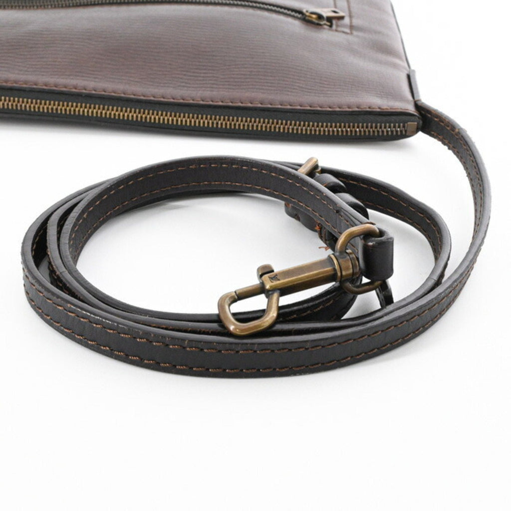 Louis Vuitton Dark Brown Leather Pochette Shoulder Bag (Pre-Owned)
