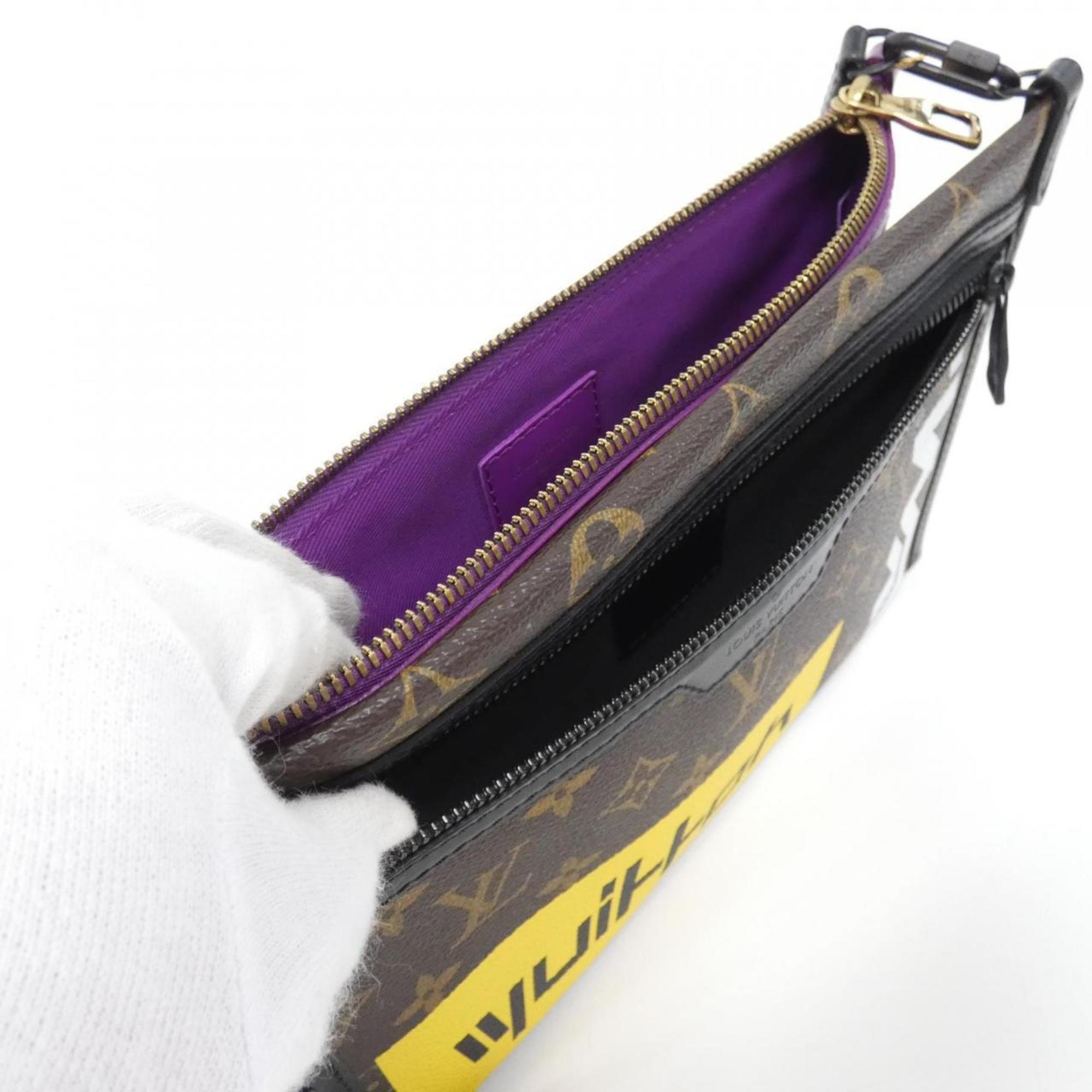 Louis Vuitton Marron Purple Coated Canvas Denim Shoulder Bag (Pre-Owned)