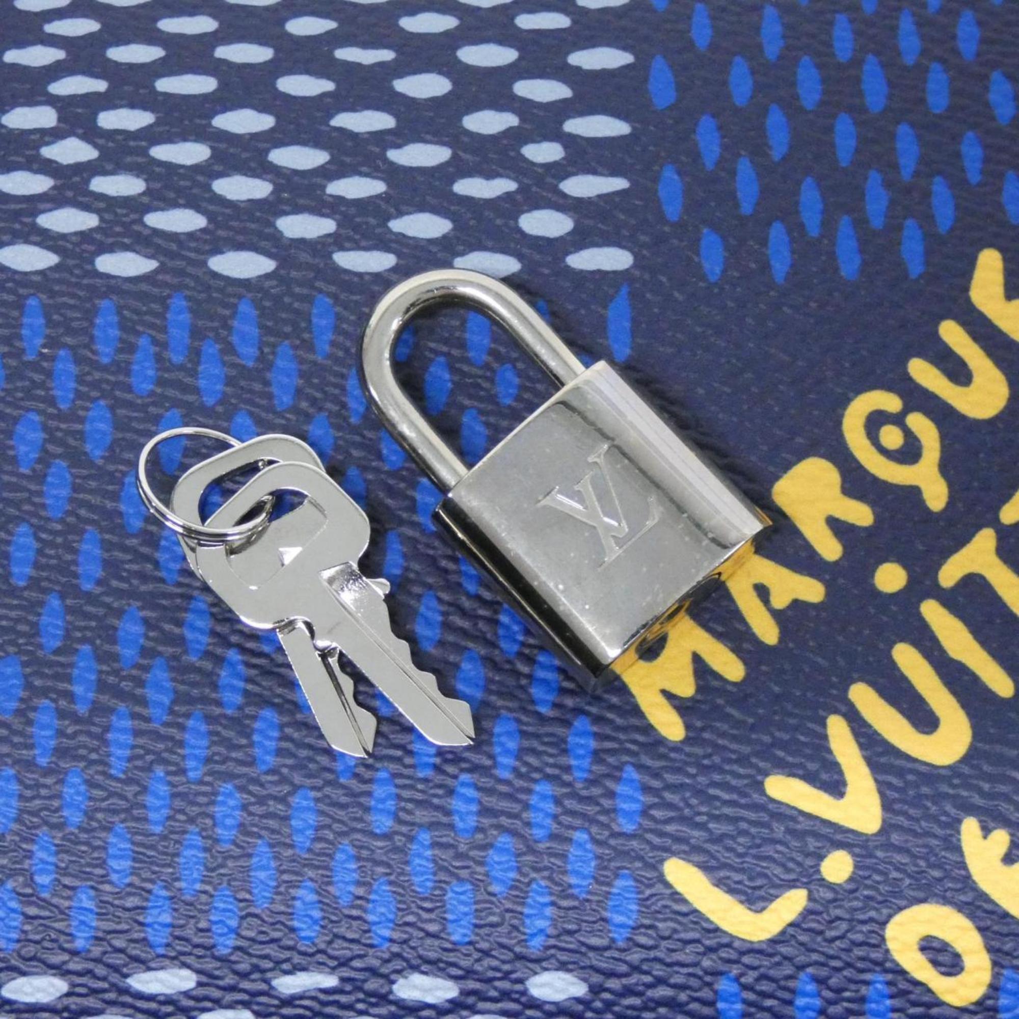 Louis Vuitton Blue Coated Canvas Boston Bag (Pre-Owned)