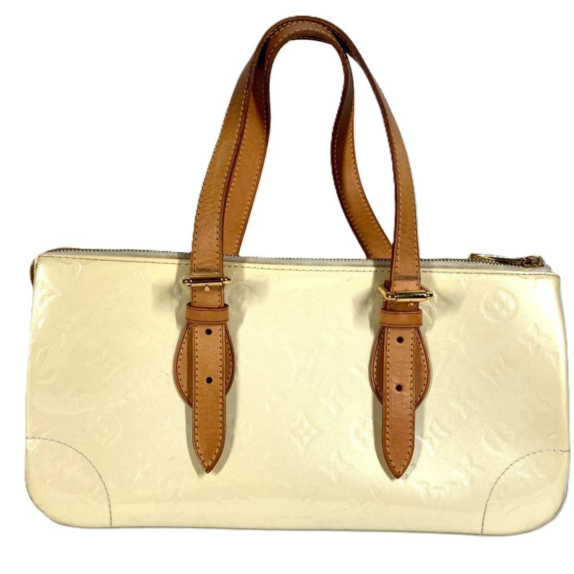 Louis Vuitton Pearl White Monogram Vernis Handbag Shoulder Bag Tote Bag (Pre-Owned)