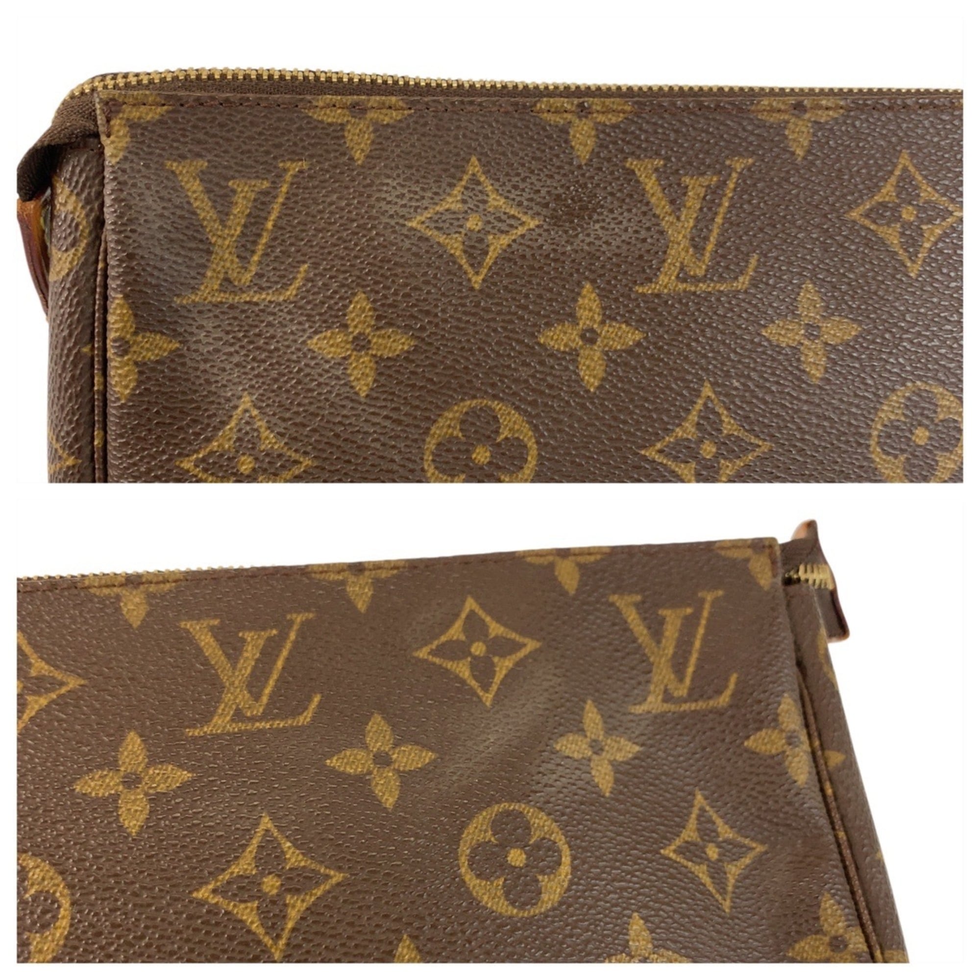 Louis Vuitton Brown Pvc Leather Handbag Pochette Pouch (Pre-Owned)
