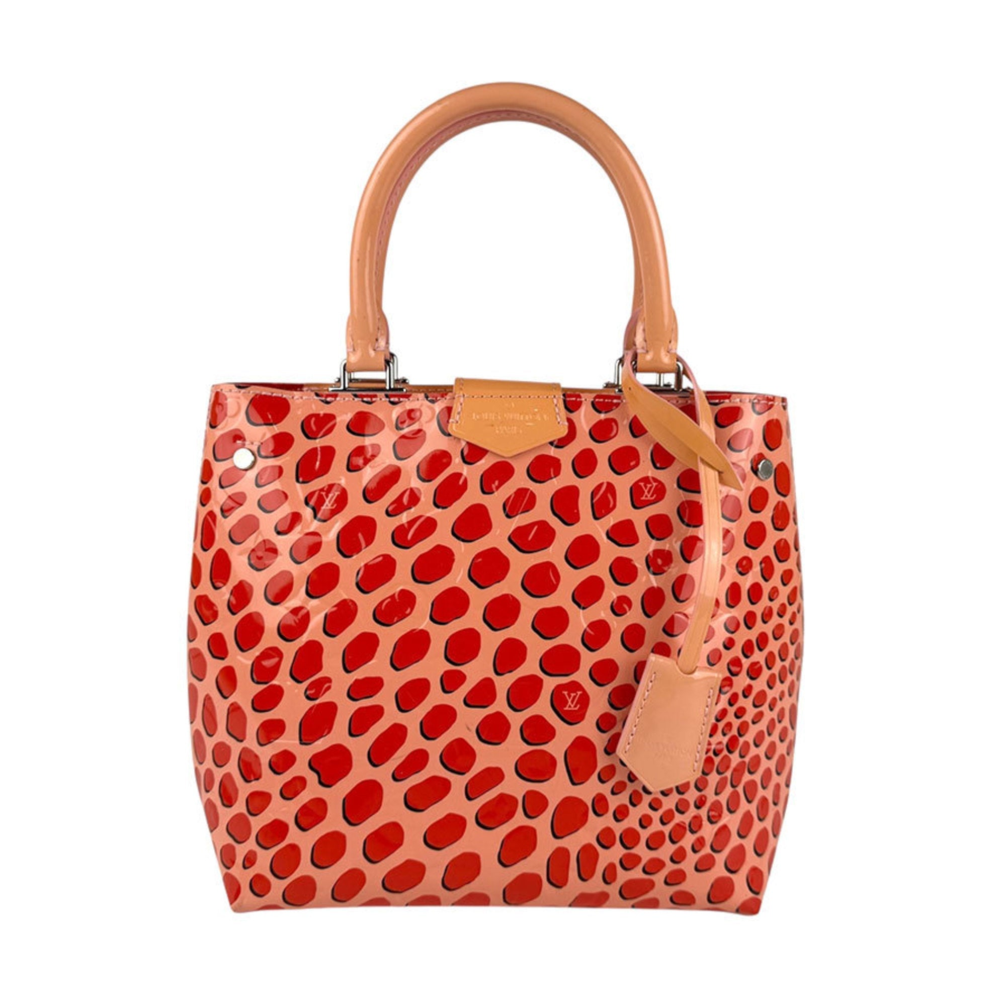 Louis Vuitton Pink Beige Red Color Patent Leather Handbag Shoulder Bag (Pre-Owned)