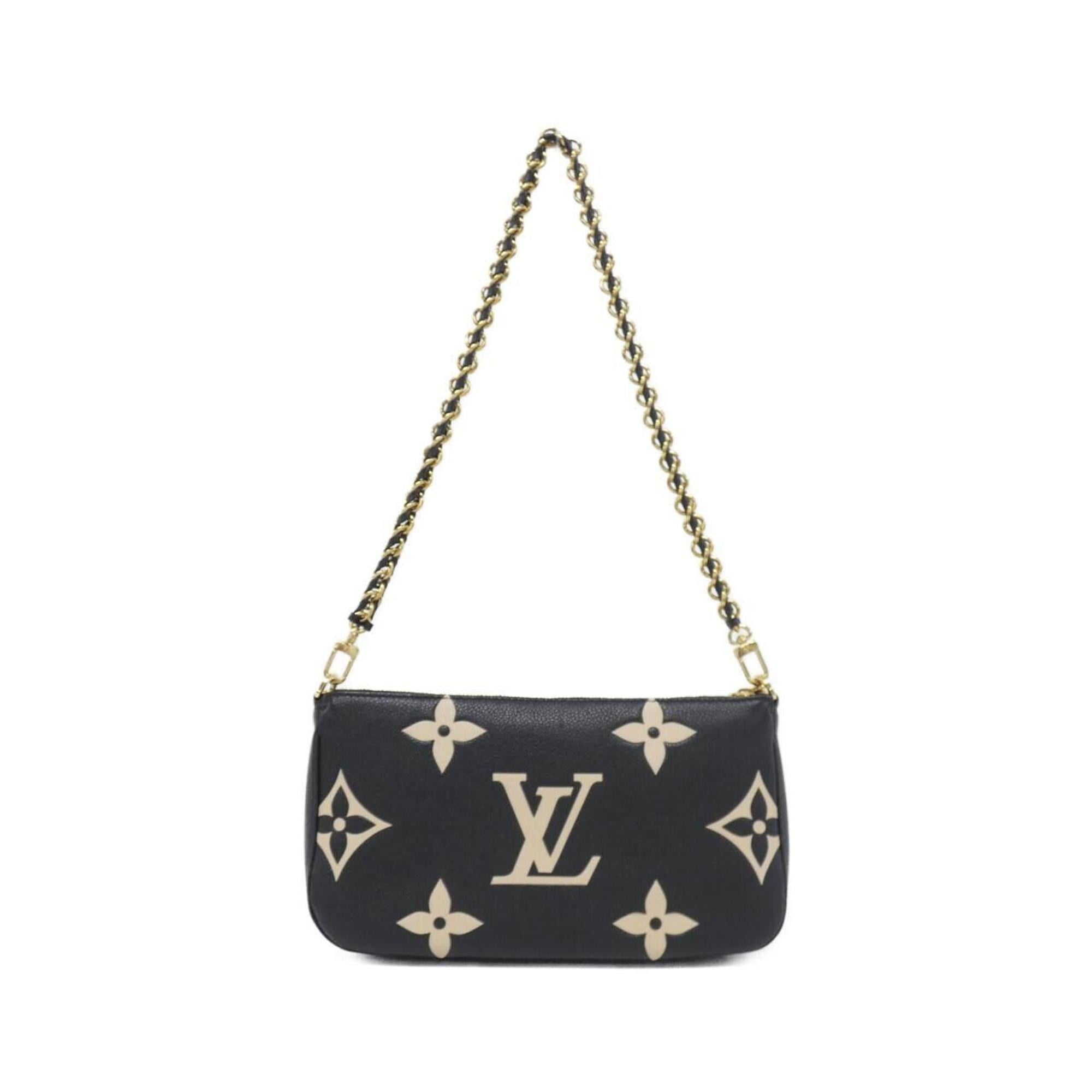 Louis Vuitton Beige Black Leather Pochette Pouch Shoulder Bag (Pre-Owned)