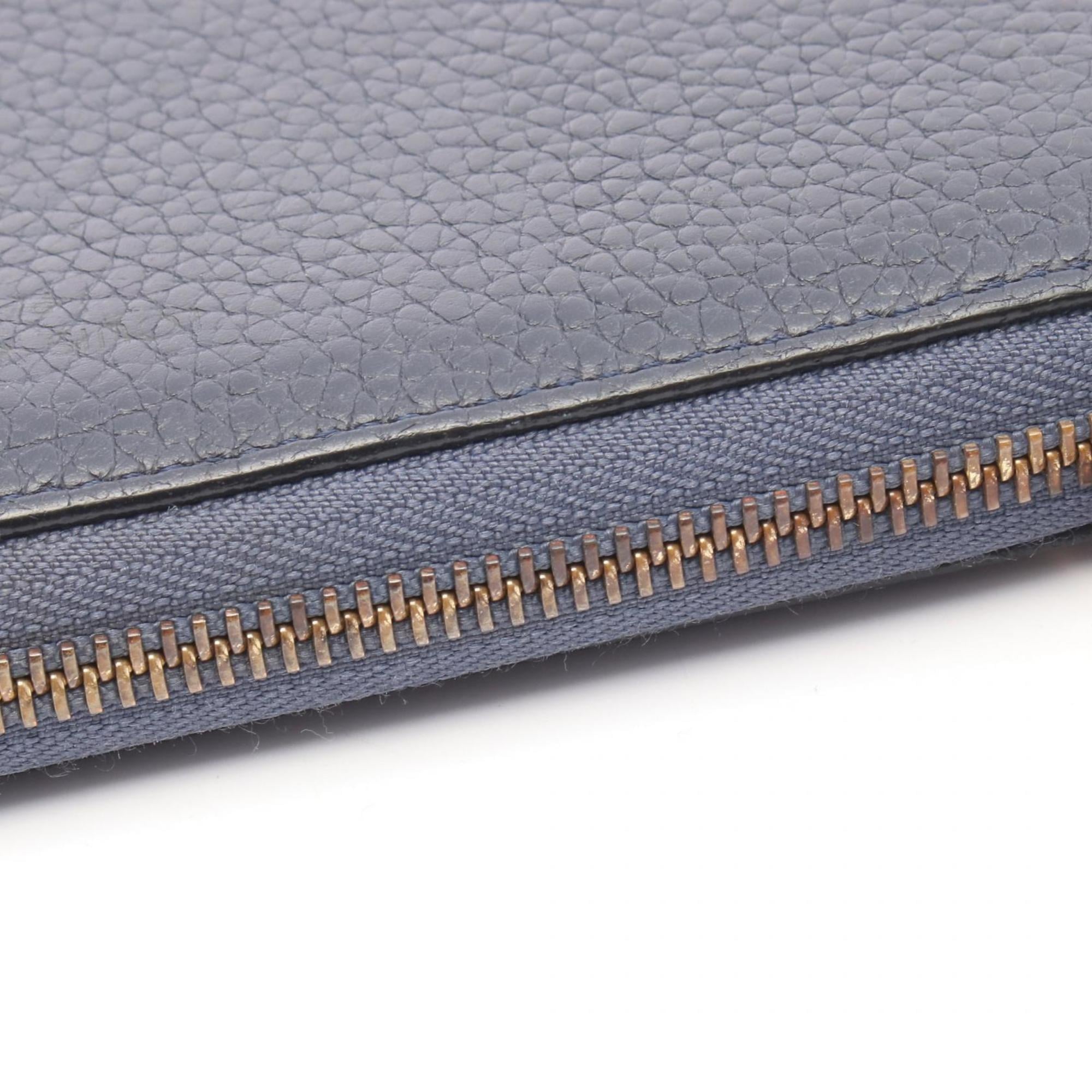 Louis Vuitton Navy Navy Blue Leather Long Wallet (Bi-Fold) (Pre-Owned)