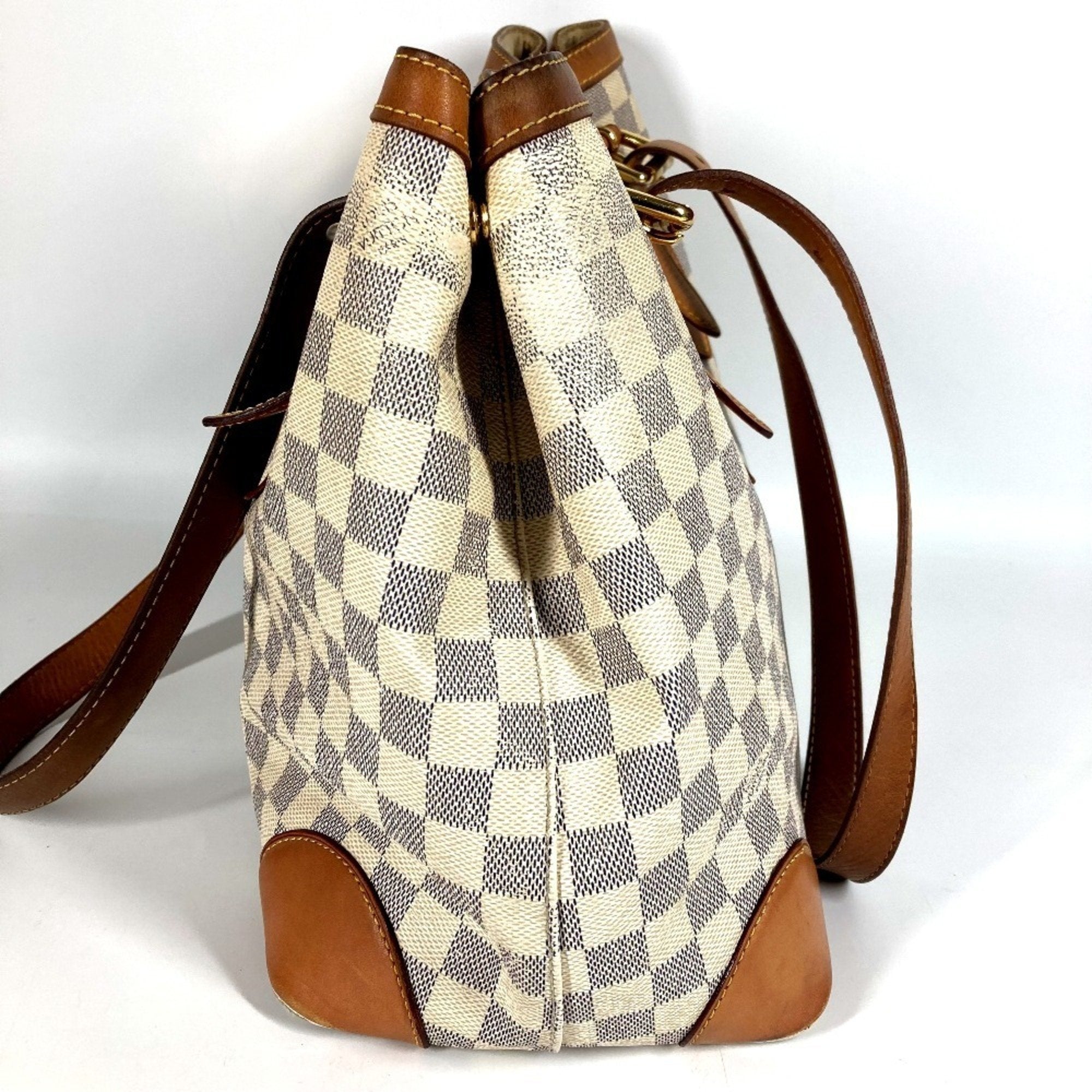 Louis Vuitton White Yellow Damier Azur Shoulder Bag Tote Bag (Pre-Owned)
