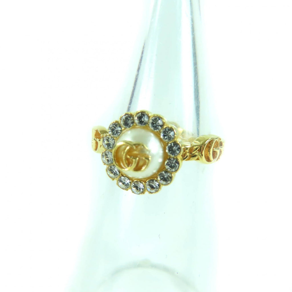 Band Ring Gold with Pearl and Rhinestone