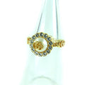 Band Ring Gold with Pearl and Rhinestone