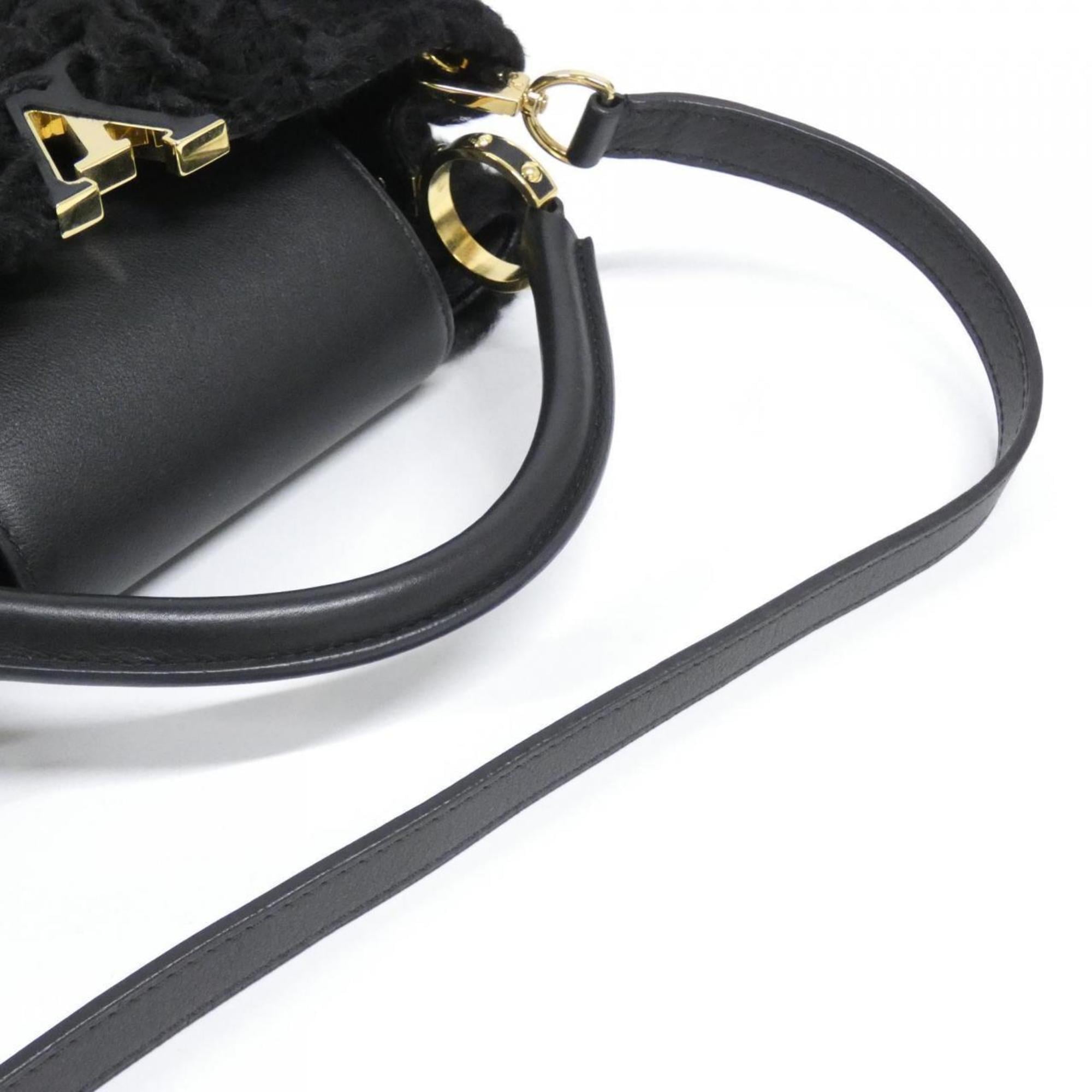 Louis Vuitton Black Fur Leather Handbag (Pre-Owned)
