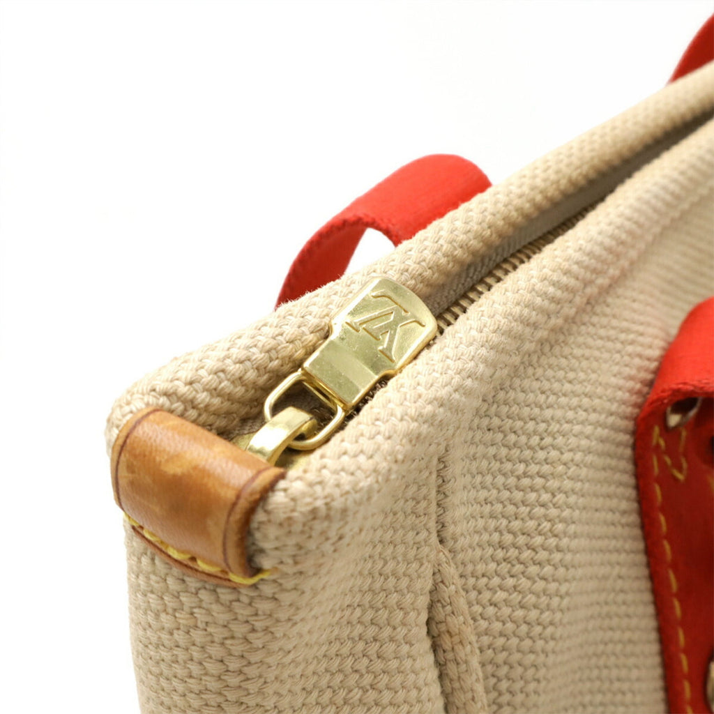 Louis Vuitton Beige Red Color Canvas Shoulder Bag Tote Bag (Pre-Owned)
