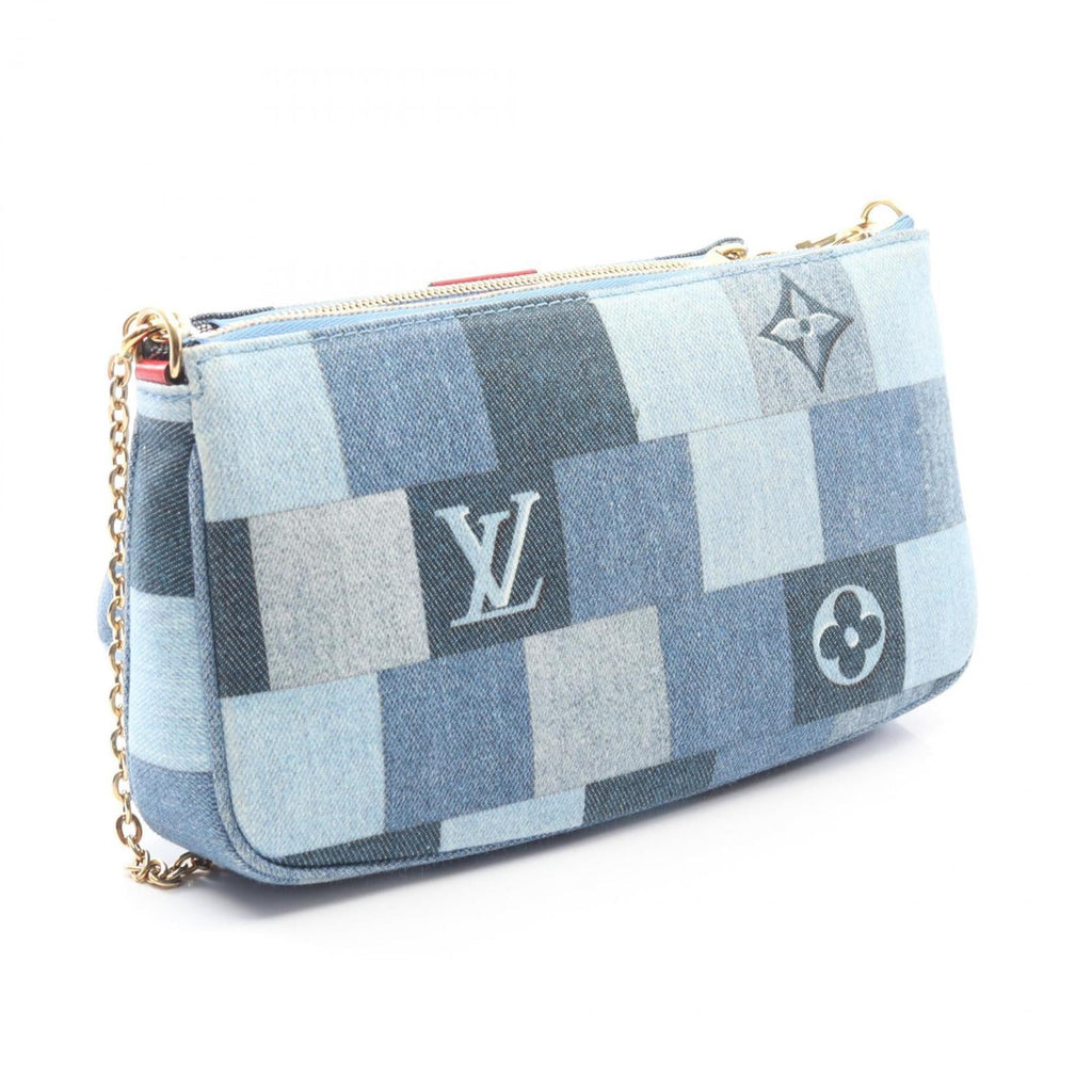 Louis Vuitton Blue Multi-Color Monogram Denim Leather Pochette Shoulder Bag (Pre-Owned)