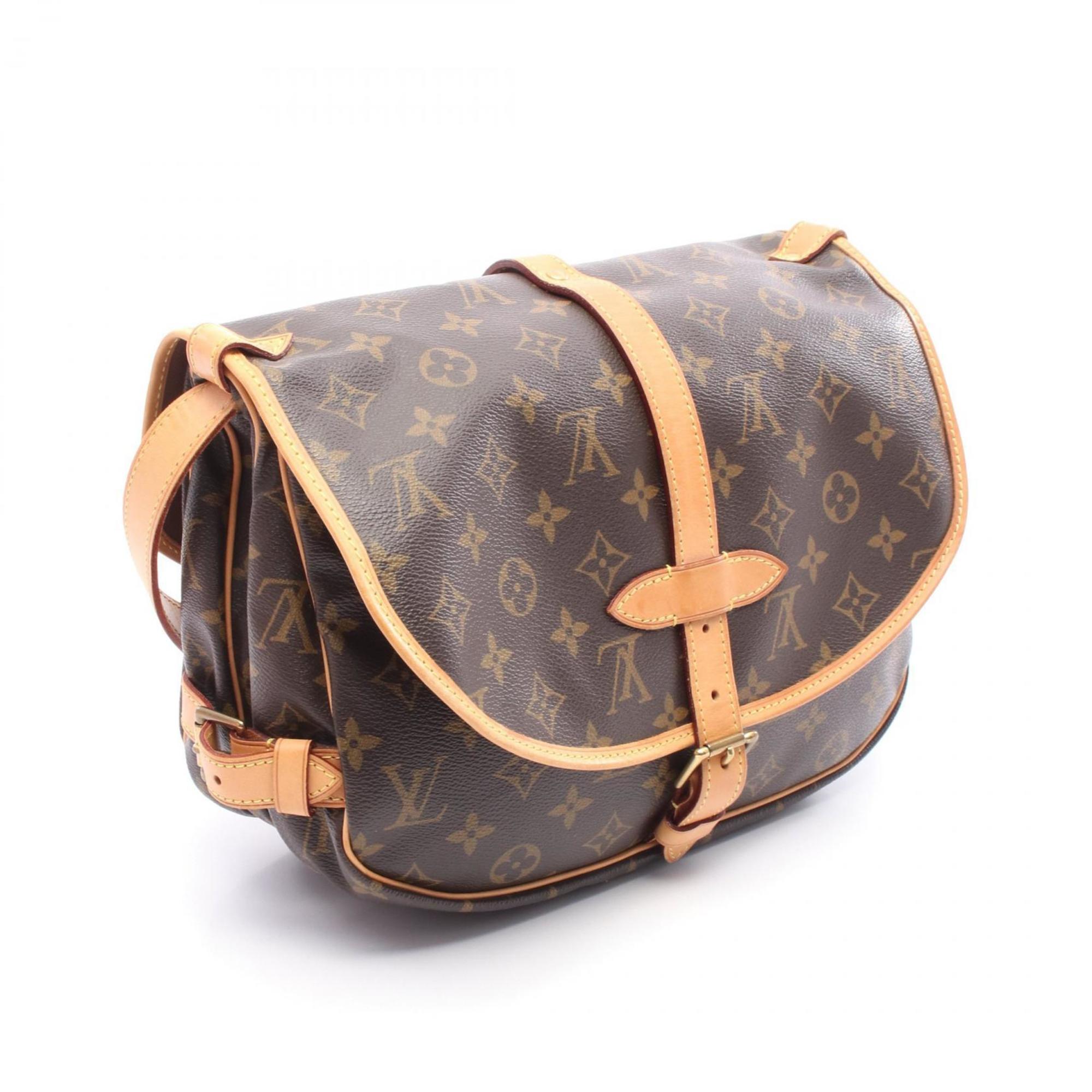 Louis Vuitton Brown Coated Canvas Leather Shoulder Bag (Pre-Owned)