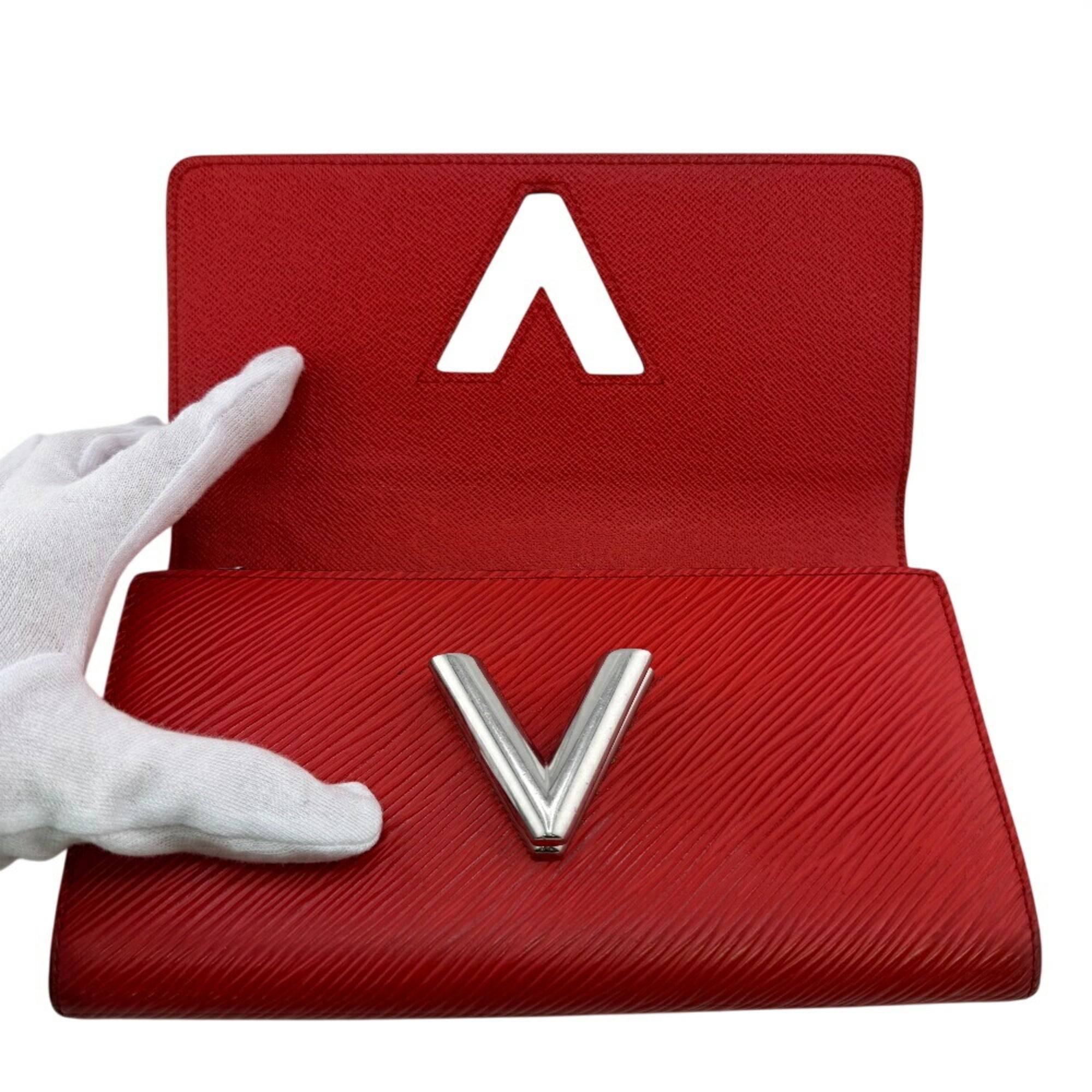 Louis Vuitton Red Color Epi Leather Long Wallet (Bi-Fold) (Pre-Owned)