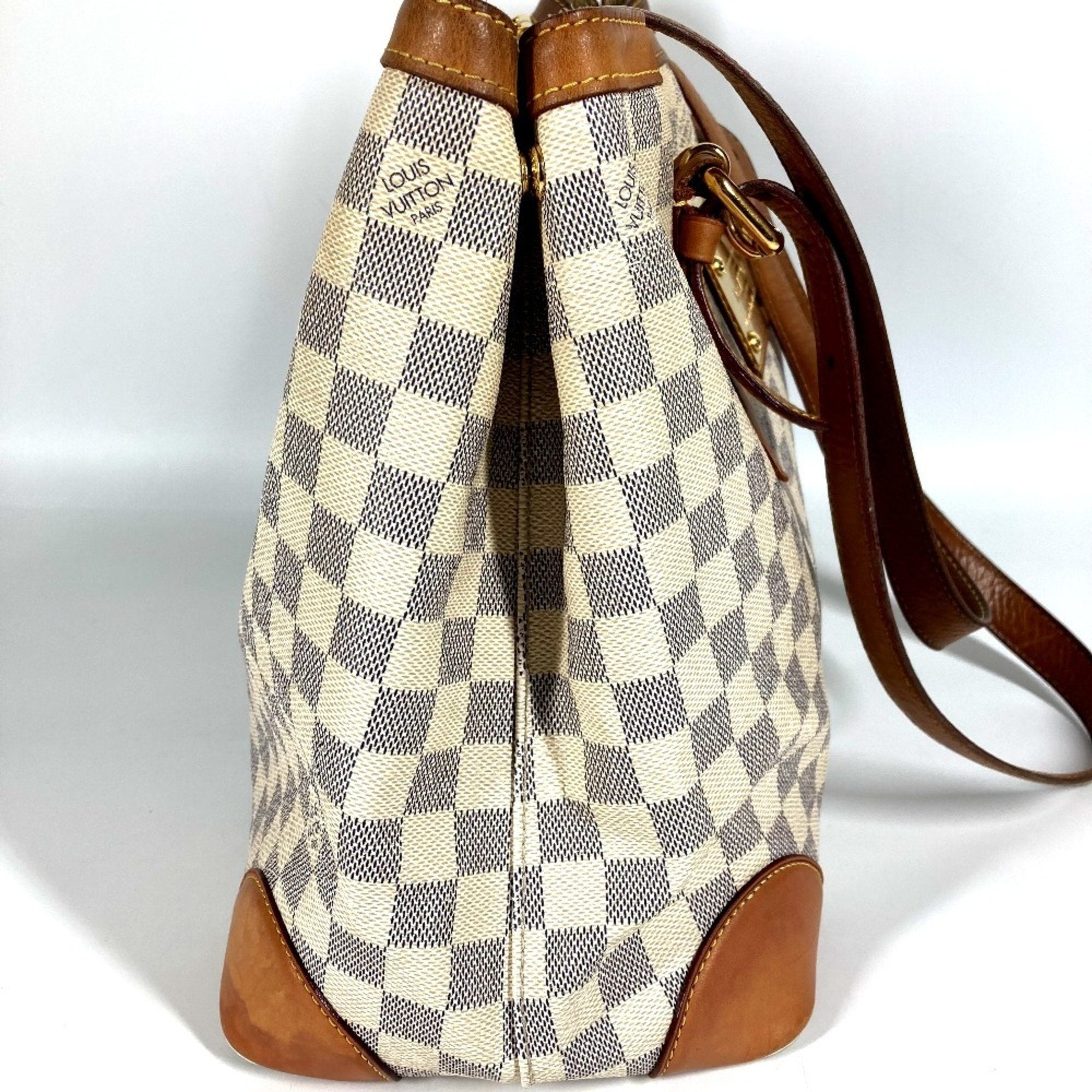 Louis Vuitton White Yellow Damier Azur Shoulder Bag Tote Bag (Pre-Owned)