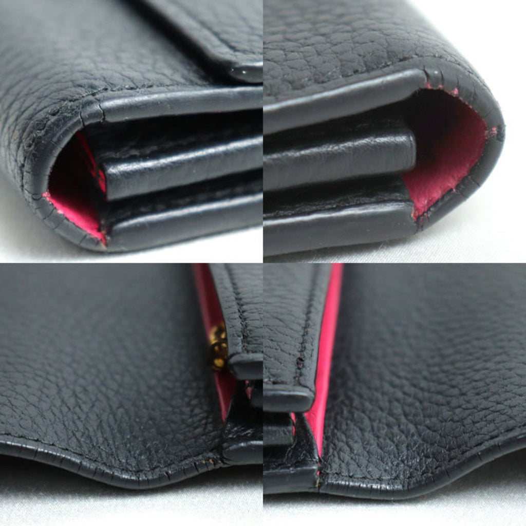 Louis Vuitton Black Leather Long Wallet (Bi-Fold) (Pre-Owned)