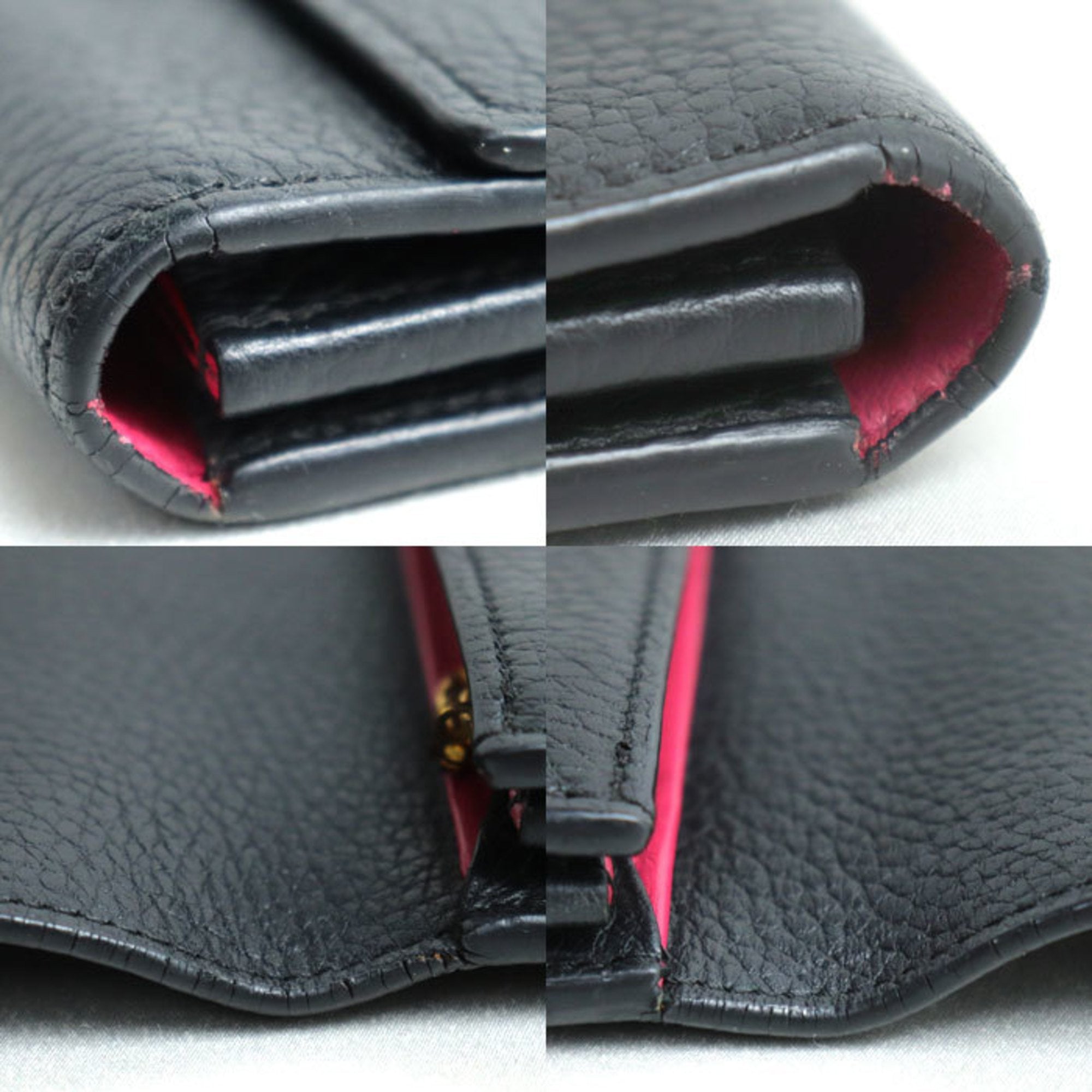 Louis Vuitton Black Leather Long Wallet (Bi-Fold) (Pre-Owned)