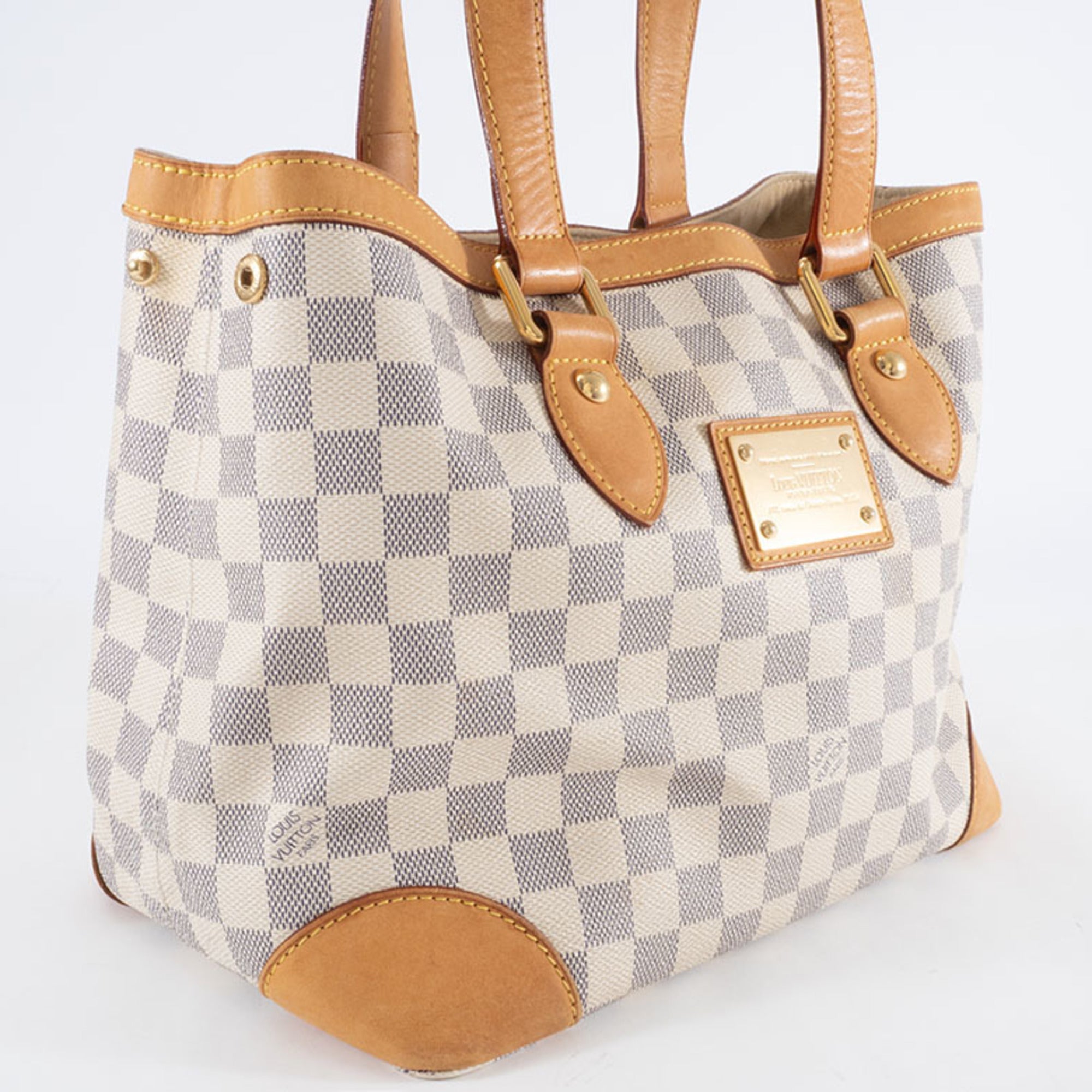Louis Vuitton Beige Ivory White Canvas Damier Azur Handbag (Pre-Owned)