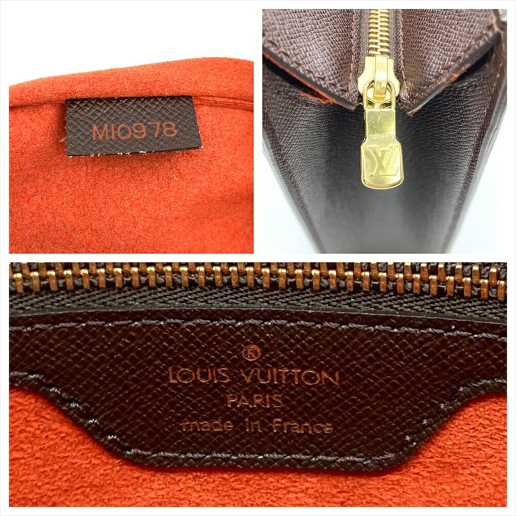 Louis Vuitton Damier Brown Damier Canvas Ebene Leather Handbag (Pre-Owned)