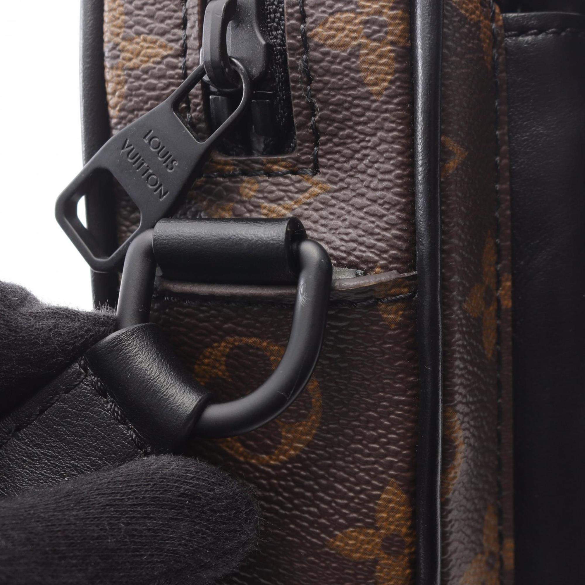 Louis Vuitton Black Brown Coated Canvas Leather Shoulder Bag (Pre-Owned)