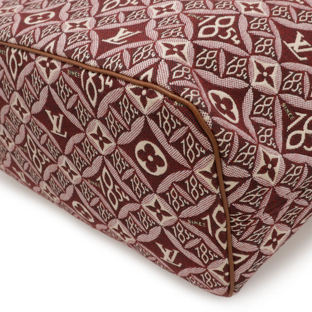 Louis Vuitton Bordeaux Brown White Jacquard Leather Pouch Shoulder Bag Tote Bag (Pre-Owned)