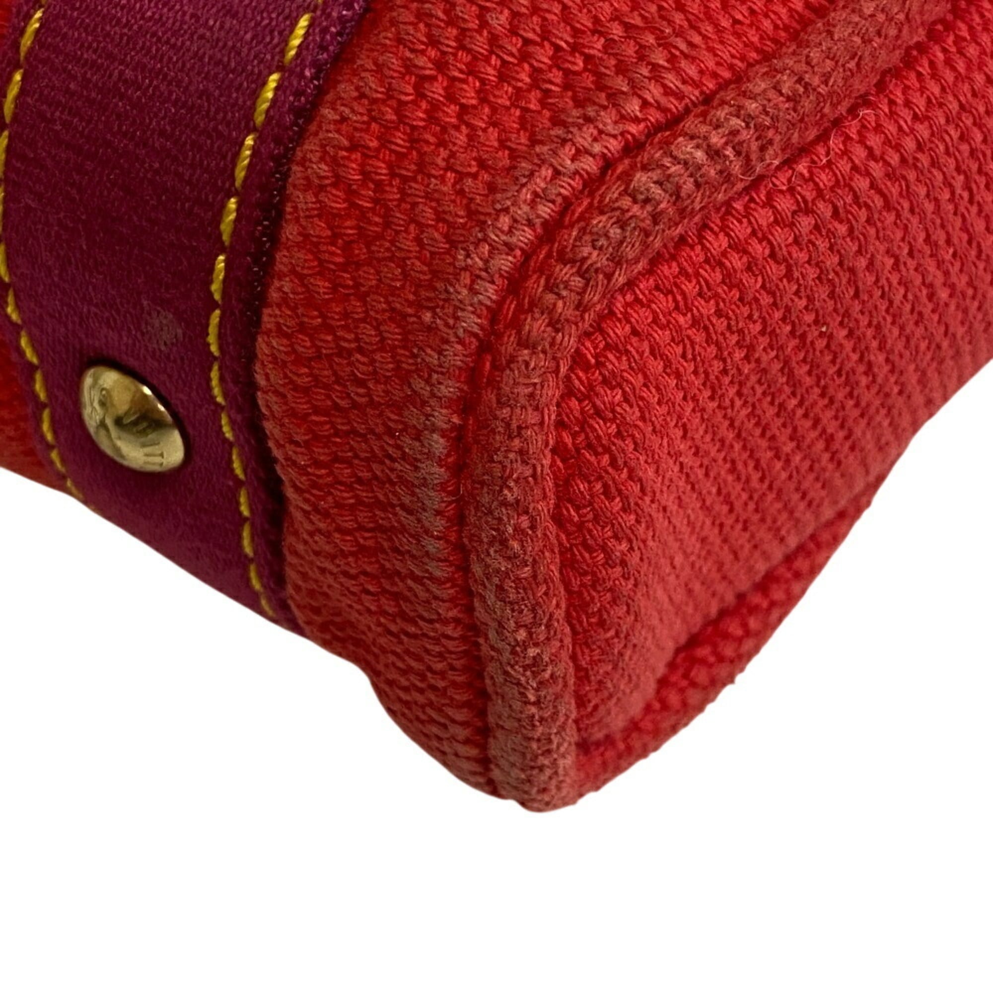 Louis Vuitton Red Color Canvas Handbag (Pre-Owned)