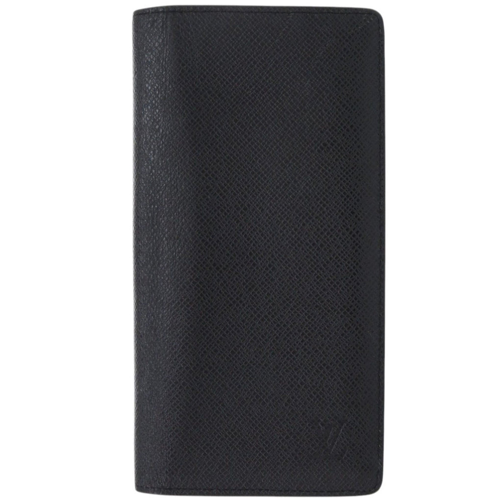 Louis Vuitton Black Noir Taiga Leather Leather Long Wallet (Bi-Fold) (Pre-Owned)