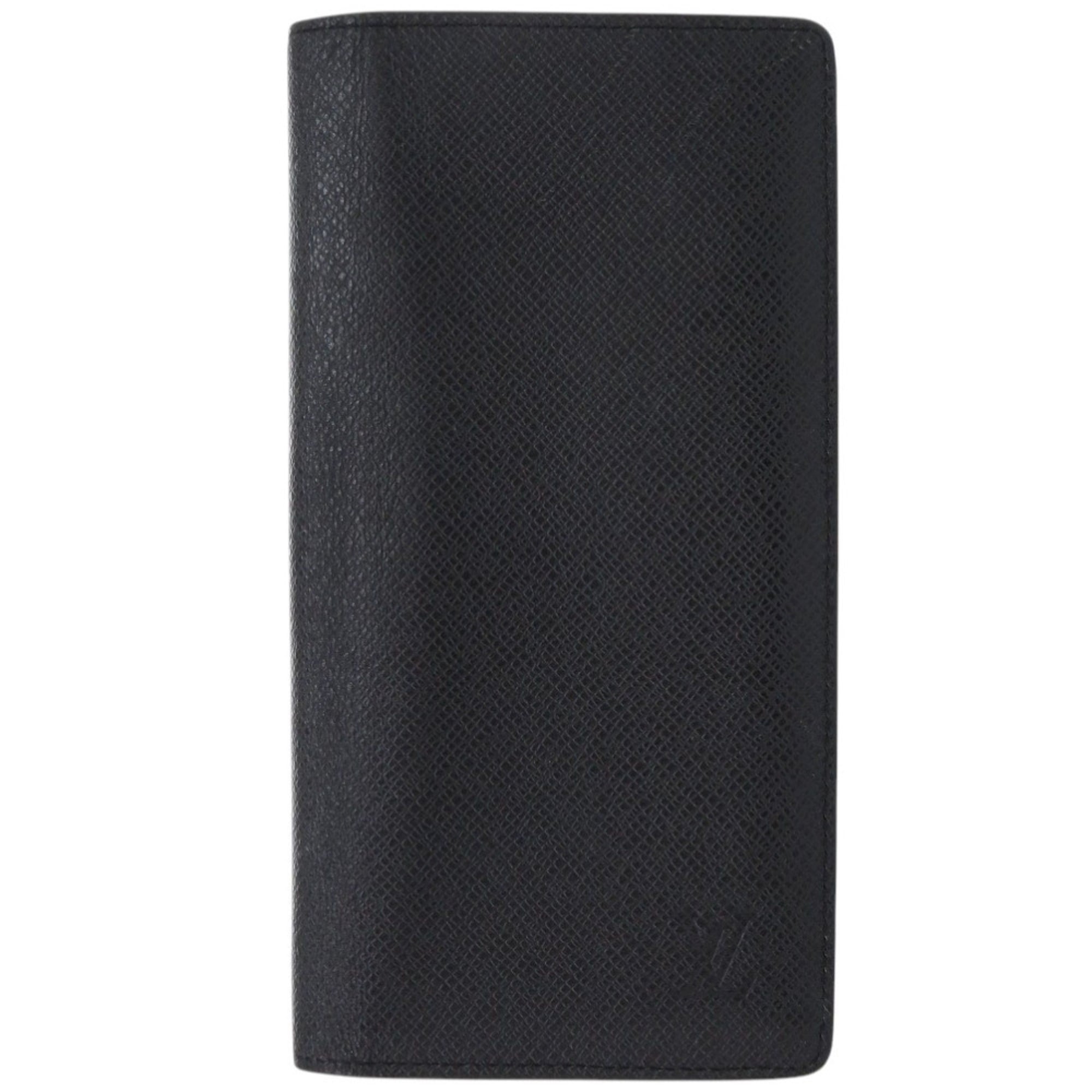 Louis Vuitton Black Noir Taiga Leather Leather Long Wallet (Bi-Fold) (Pre-Owned)