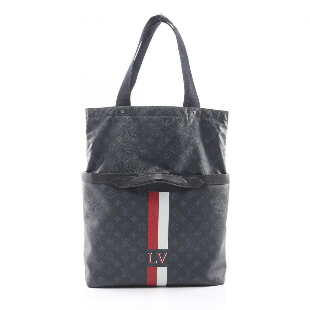 Louis Vuitton Black Multi-Color Navy Coated Canvas Leather Tote Bag (Pre-Owned)