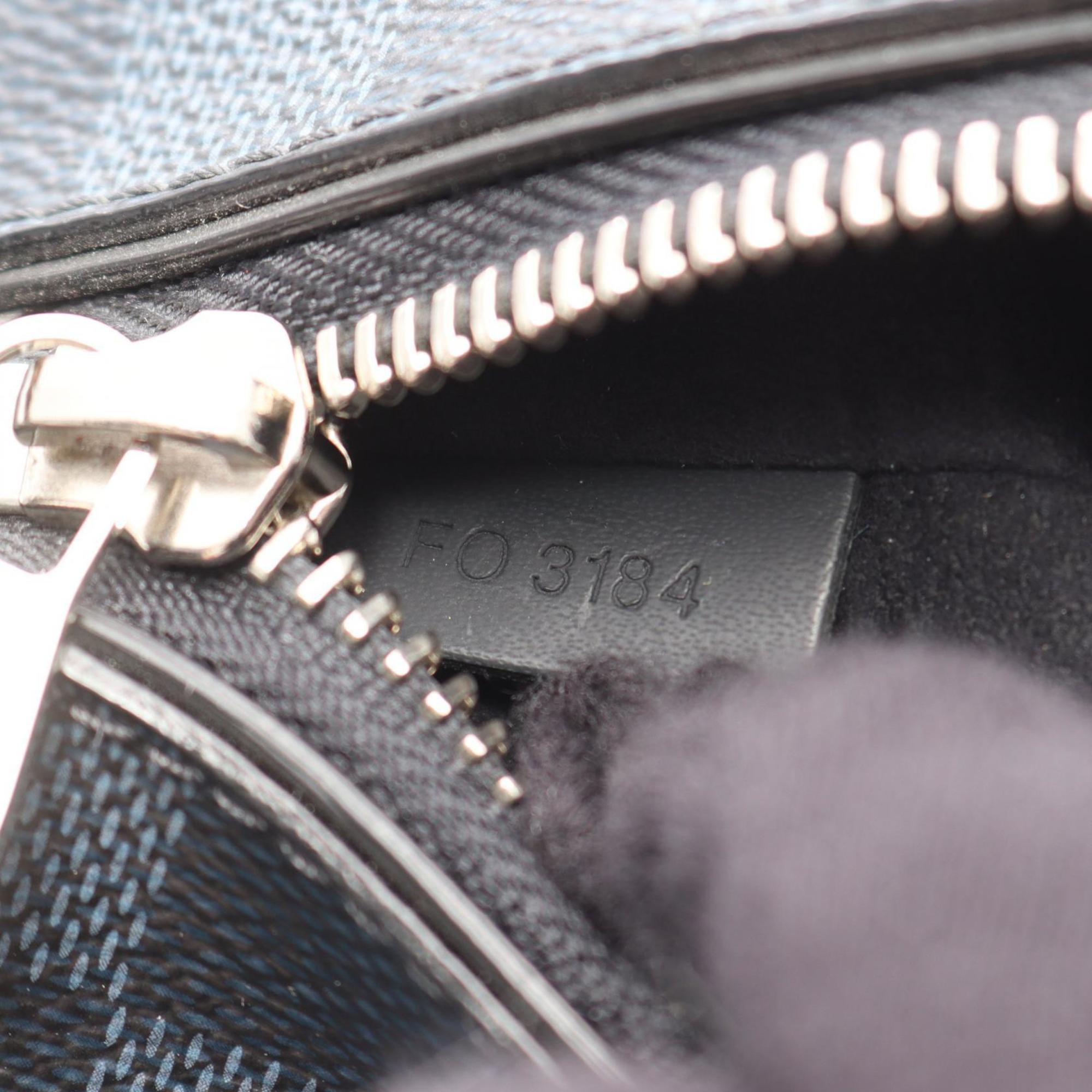 Louis Vuitton Black Blue Coated Canvas Leather Tote Bag (Pre-Owned)