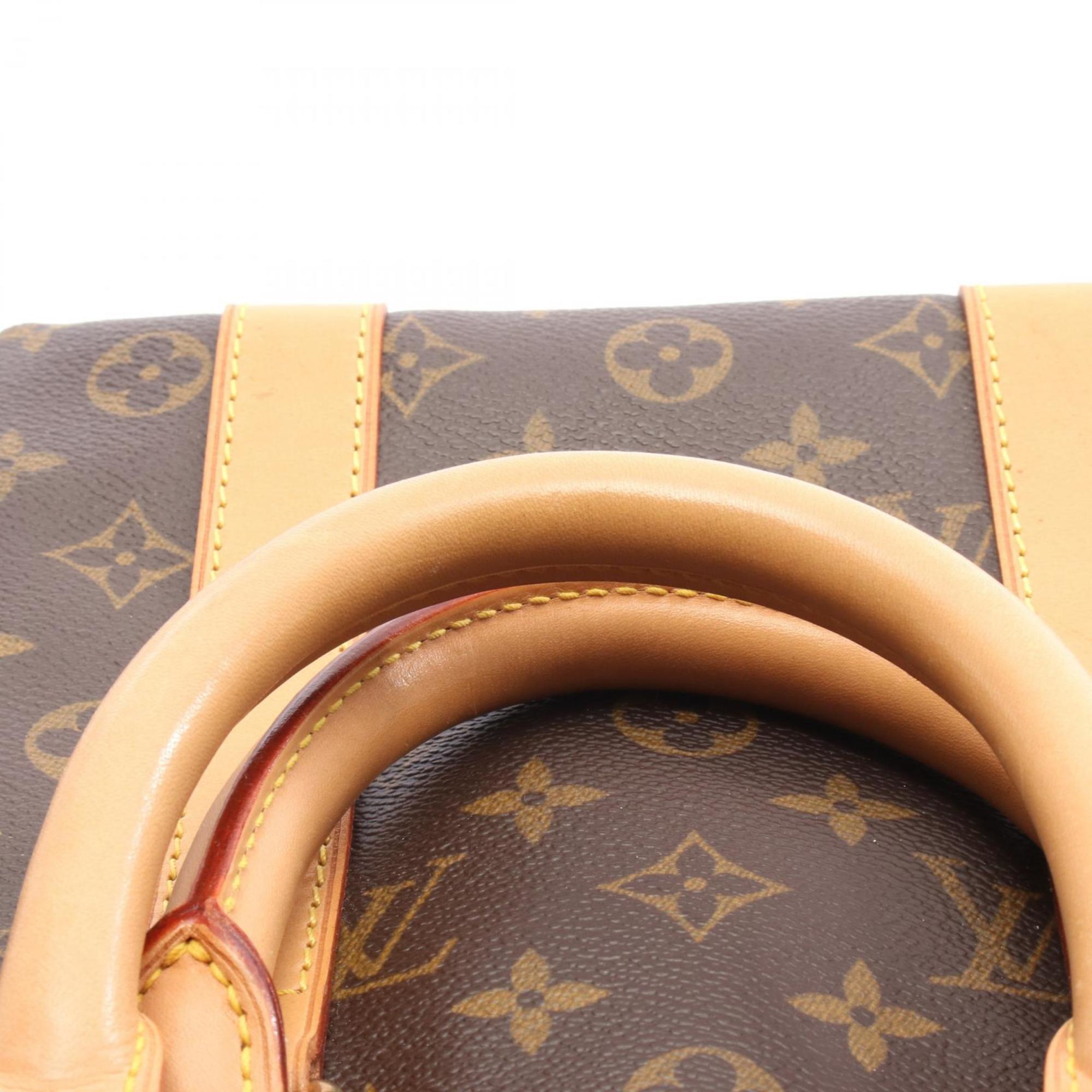 Louis Vuitton Brown Coated Canvas Leather Boston Bag (Pre-Owned)