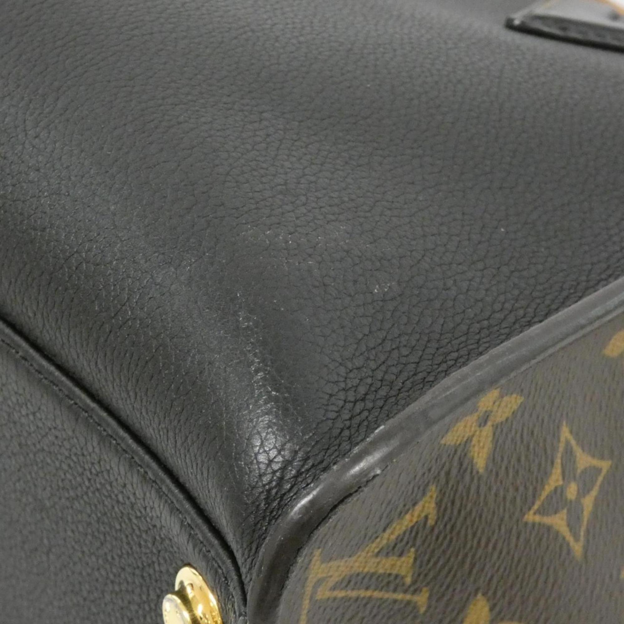 Louis Vuitton Black Leather Coated Canvas Handbag (Pre-Owned)