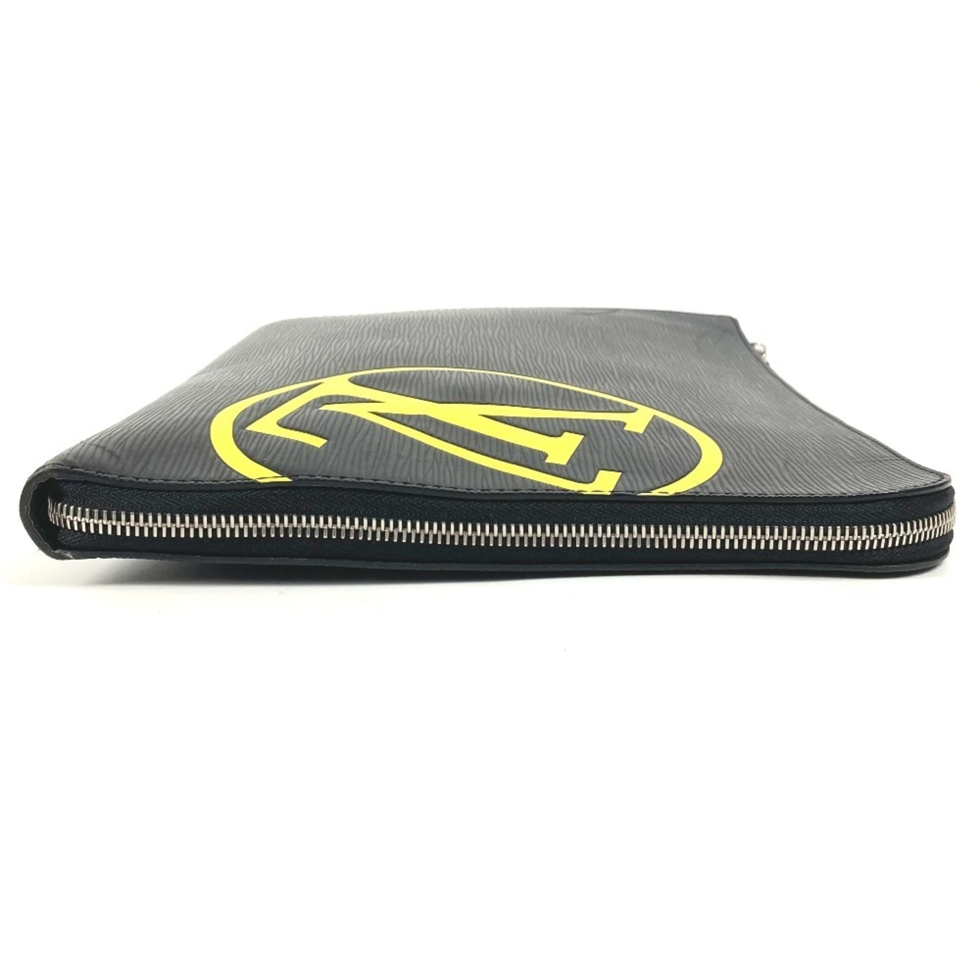 Louis Vuitton Black Yellow Epi Leather Clutch Bag Pochette Pouch (Pre-Owned)