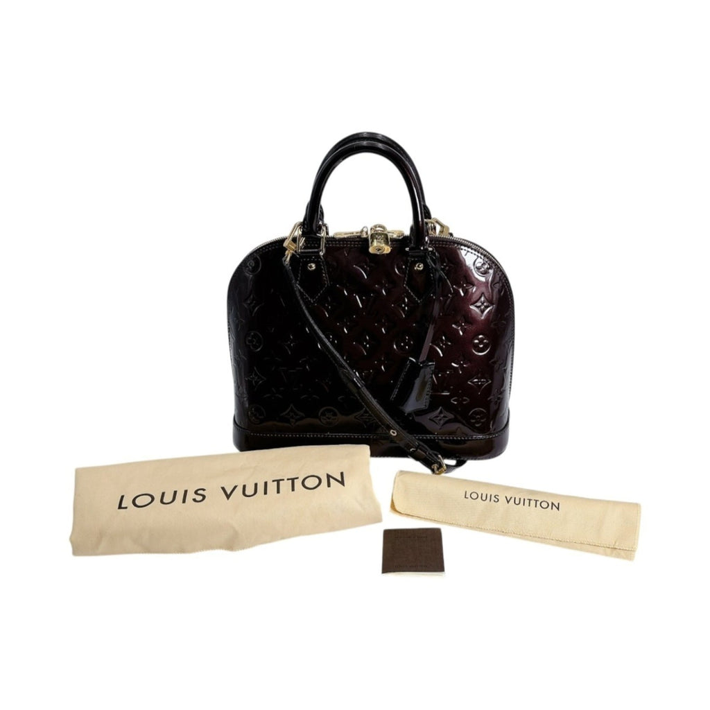Louis Vuitton Red Color Wine Monogram Vernis Handbag (Pre-Owned)