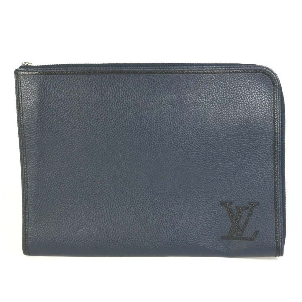 Louis Vuitton Black Navy Leather Clutch Bag Pochette Pouch (Pre-Owned)