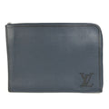 Louis Vuitton Black Navy Leather Clutch Bag Pochette Pouch (Pre-Owned)