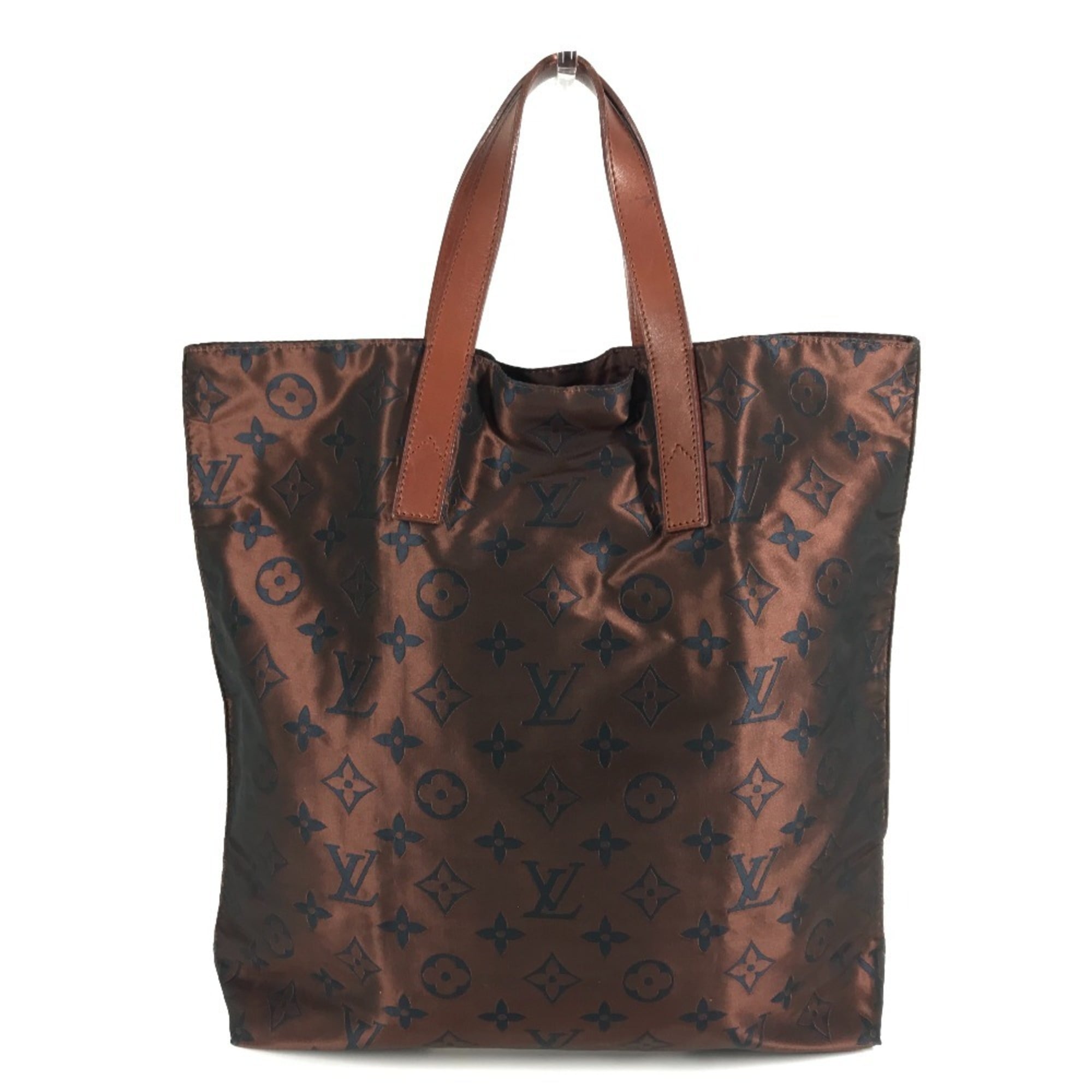 Louis Vuitton Brown Leather Nylon Shoulder Bag Tote Bag (Pre-Owned)
