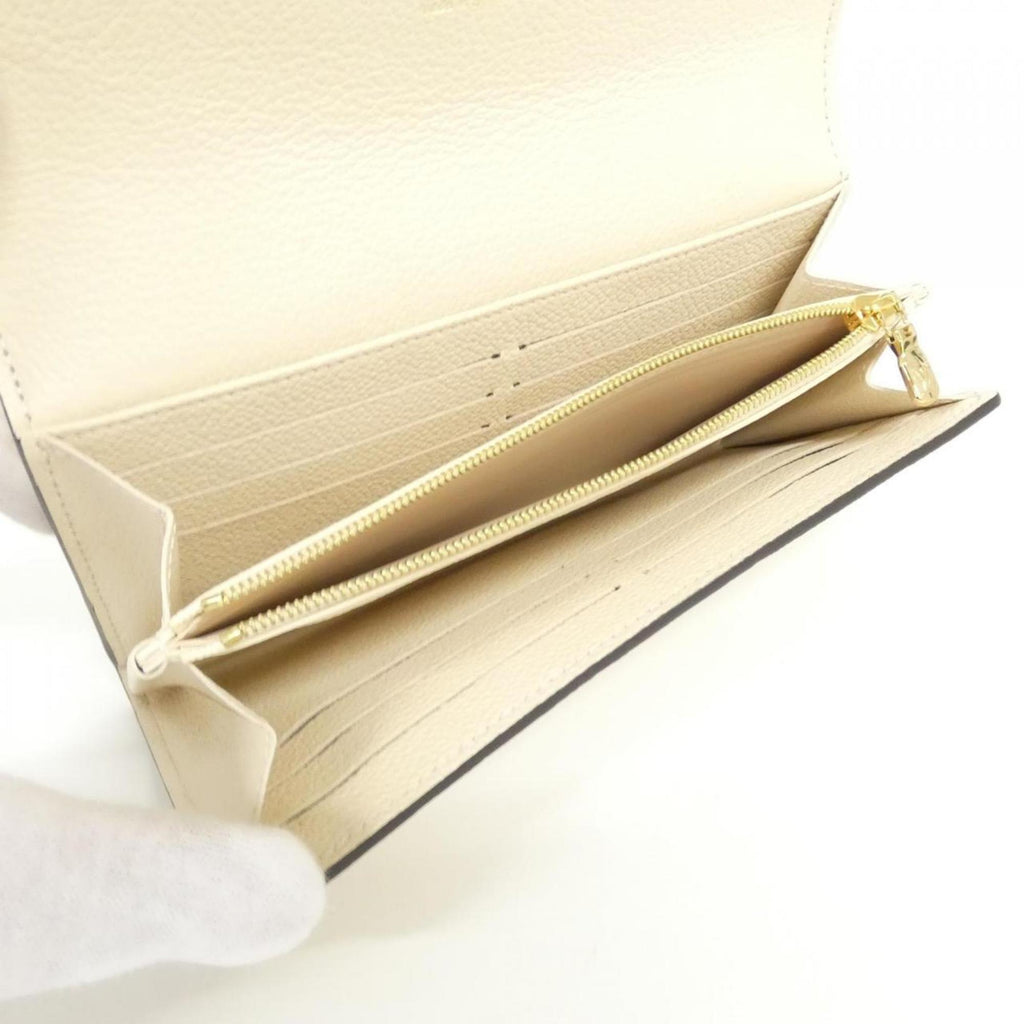 Louis Vuitton Beige Leather Long Wallet (Bi-Fold) (Pre-Owned)