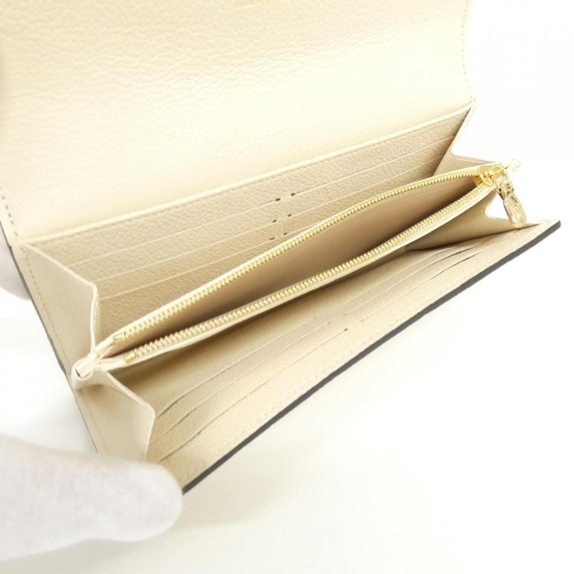 Louis Vuitton Beige Leather Long Wallet (Bi-Fold) (Pre-Owned)