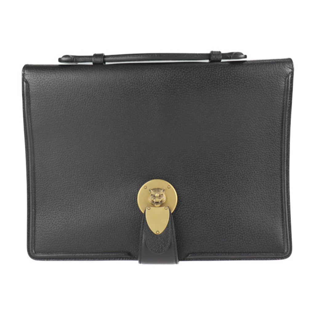 Animalier Lock Flap Briefcase Leather