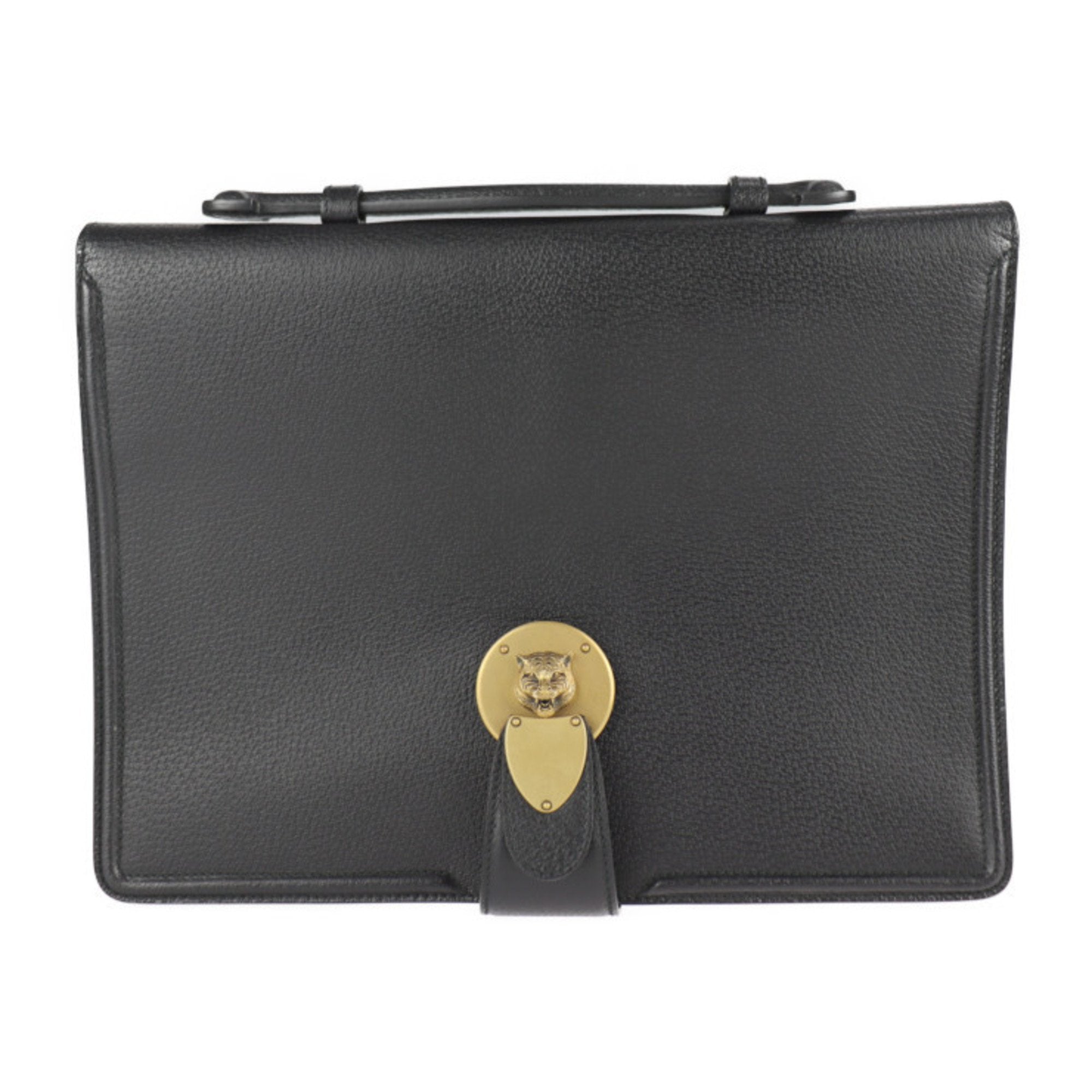 Animalier Lock Flap Briefcase Leather