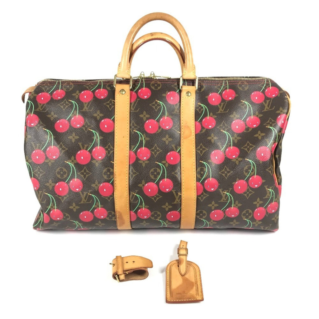 Louis Vuitton Brown Red Color Monogram Cherry Blossom Canvas Boston Bag (Pre-Owned)