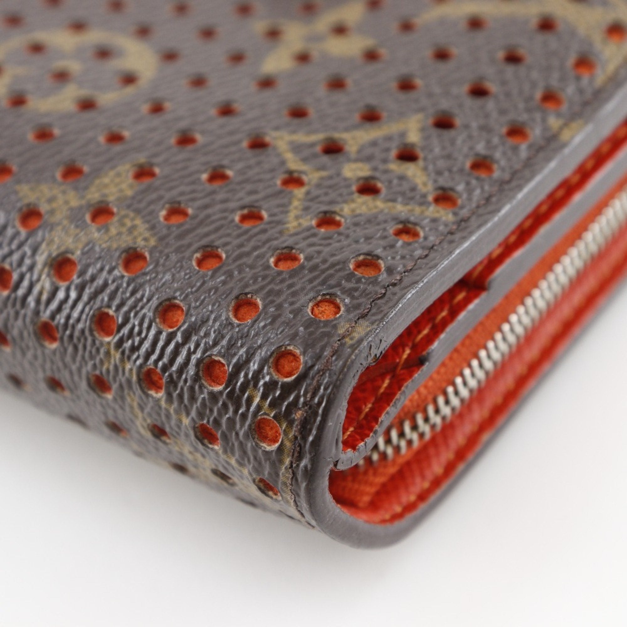 Louis Vuitton Lv Orange Orange Monogram Perforated Wallet (Bi-Fold) (Pre-Owned)