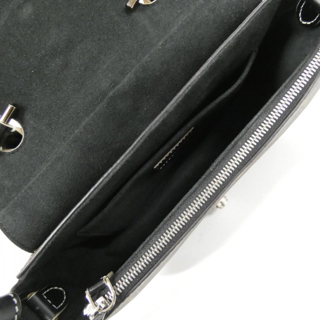 Louis Vuitton Black Brown Coated Canvas Leather Handbag (Pre-Owned)