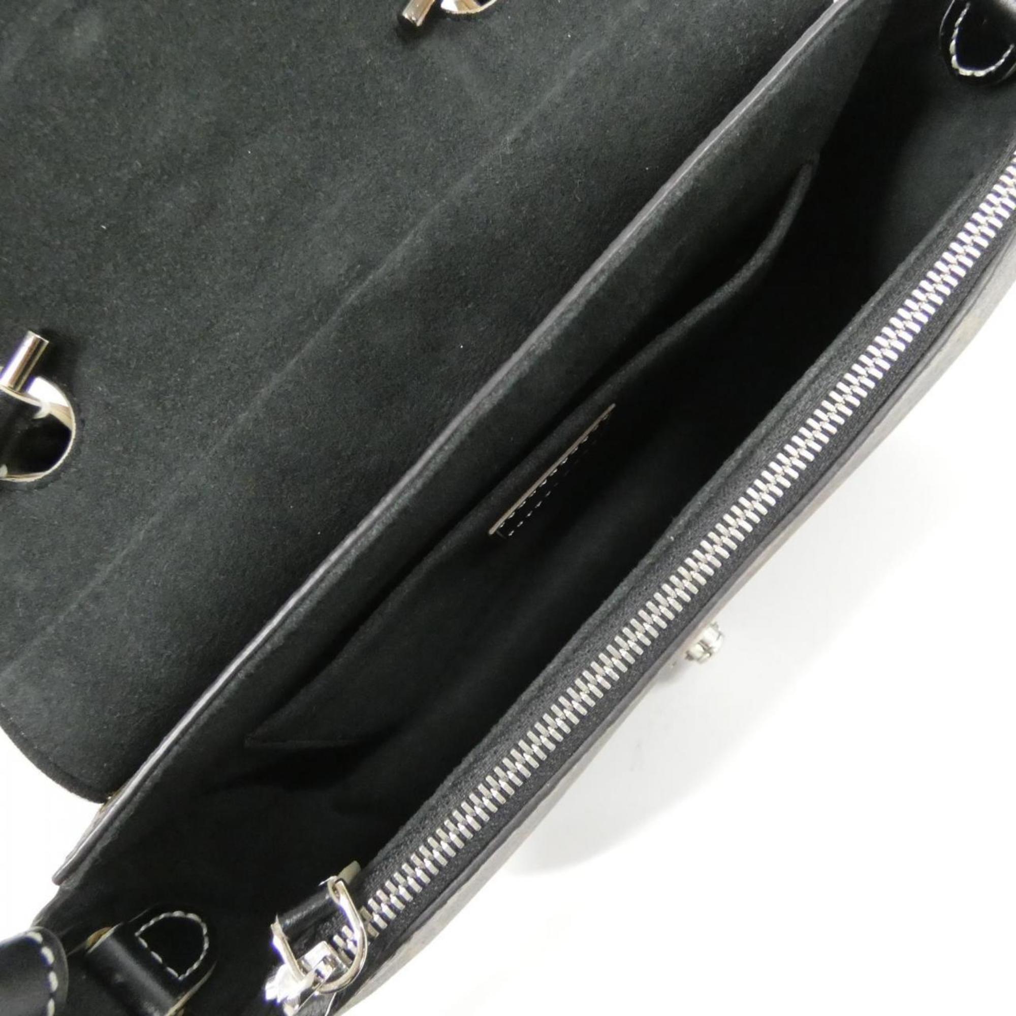 Louis Vuitton Black Brown Coated Canvas Leather Handbag (Pre-Owned)