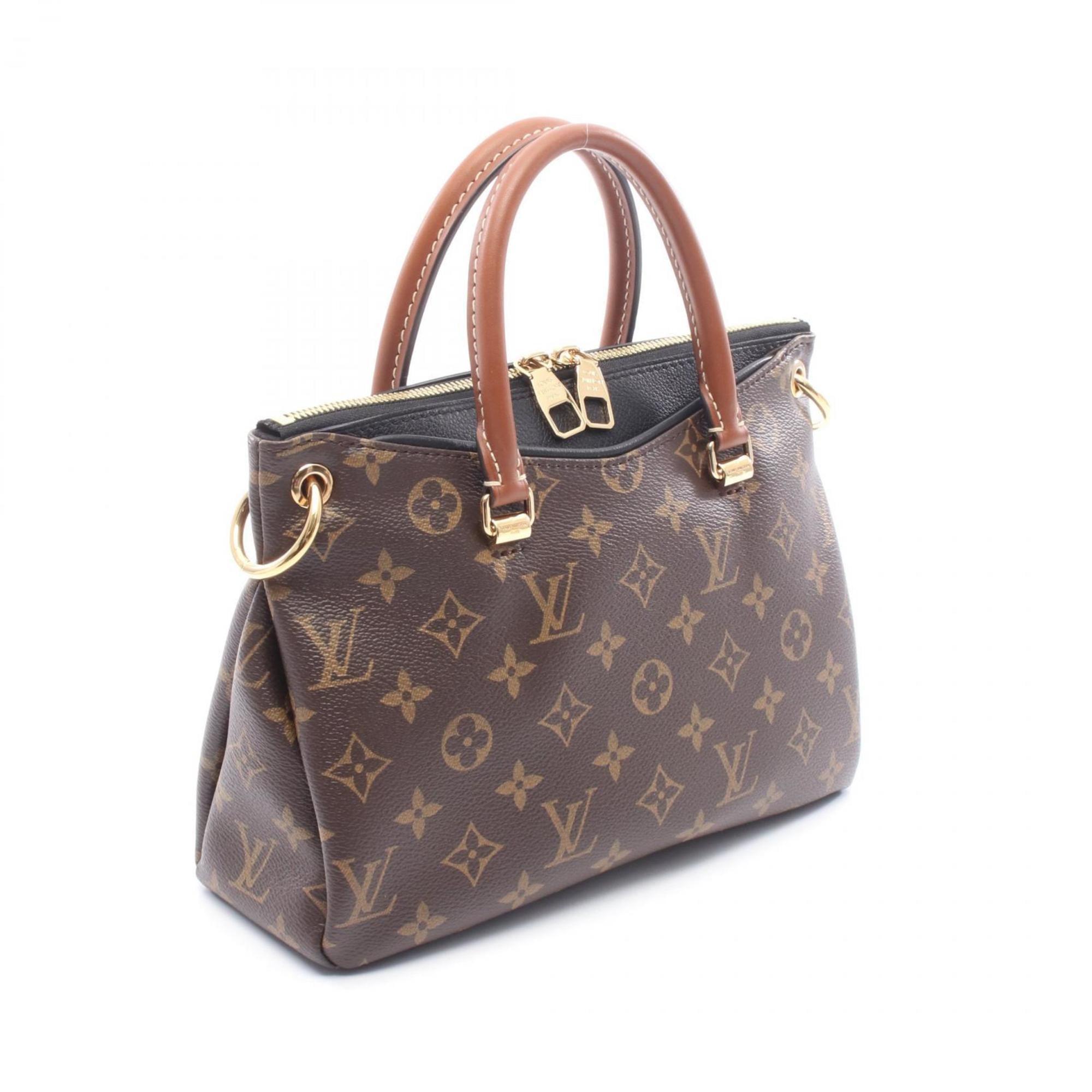 Louis Vuitton Black Brown Monogram Coated Canvas Leather Handbag (Pre-Owned)