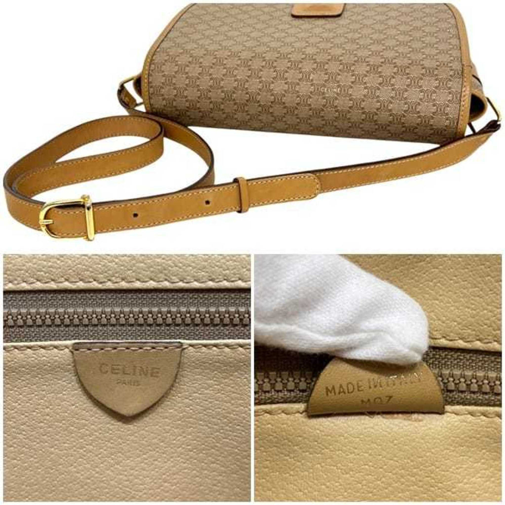 Vintage Saddle Flap Shoulder Bag Macadam Coated Canvas Small