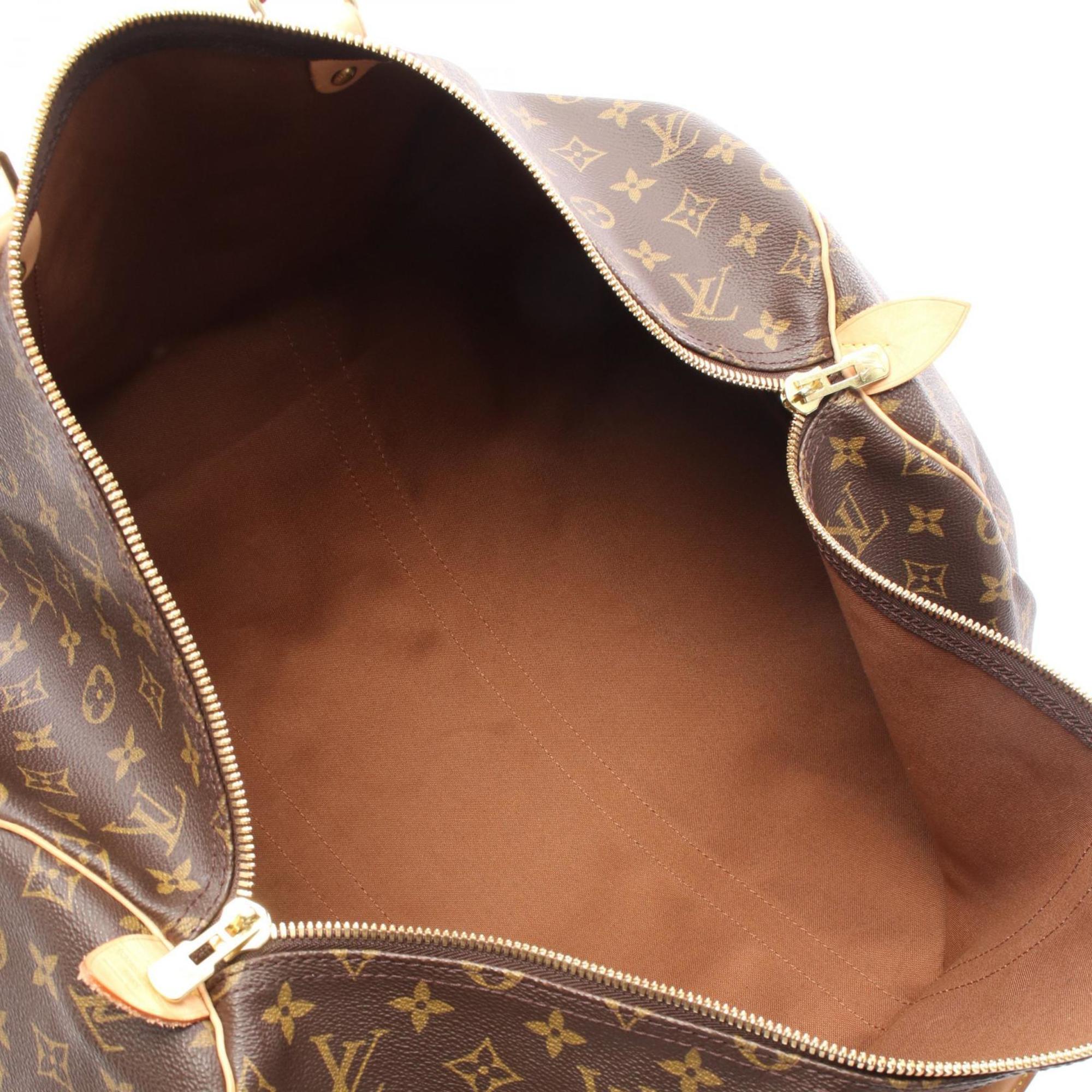 Louis Vuitton Brown Coated Canvas Leather Boston Bag (Pre-Owned)